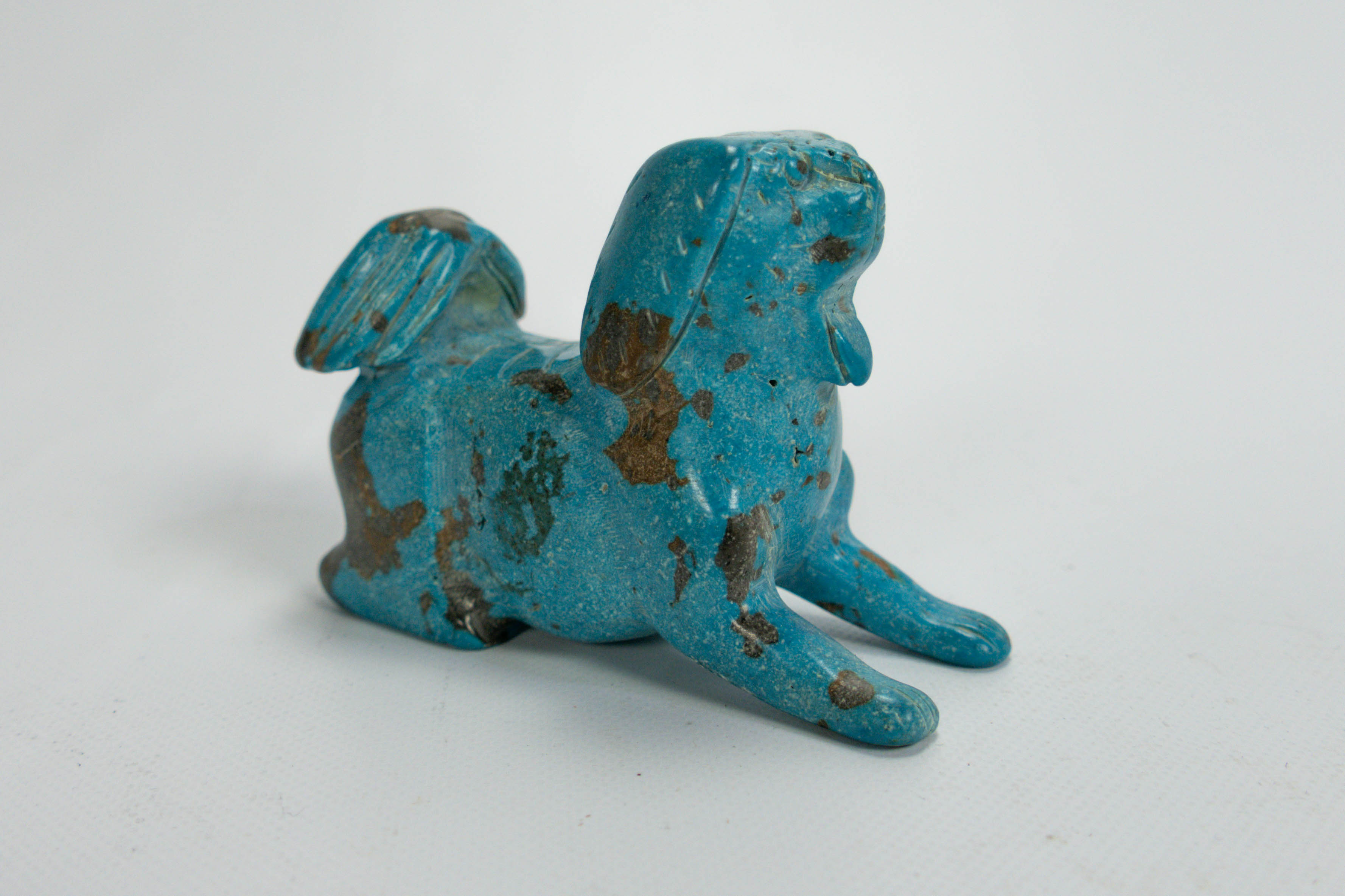 Chinese Carved Turquoise Pekingese Dog Figurine