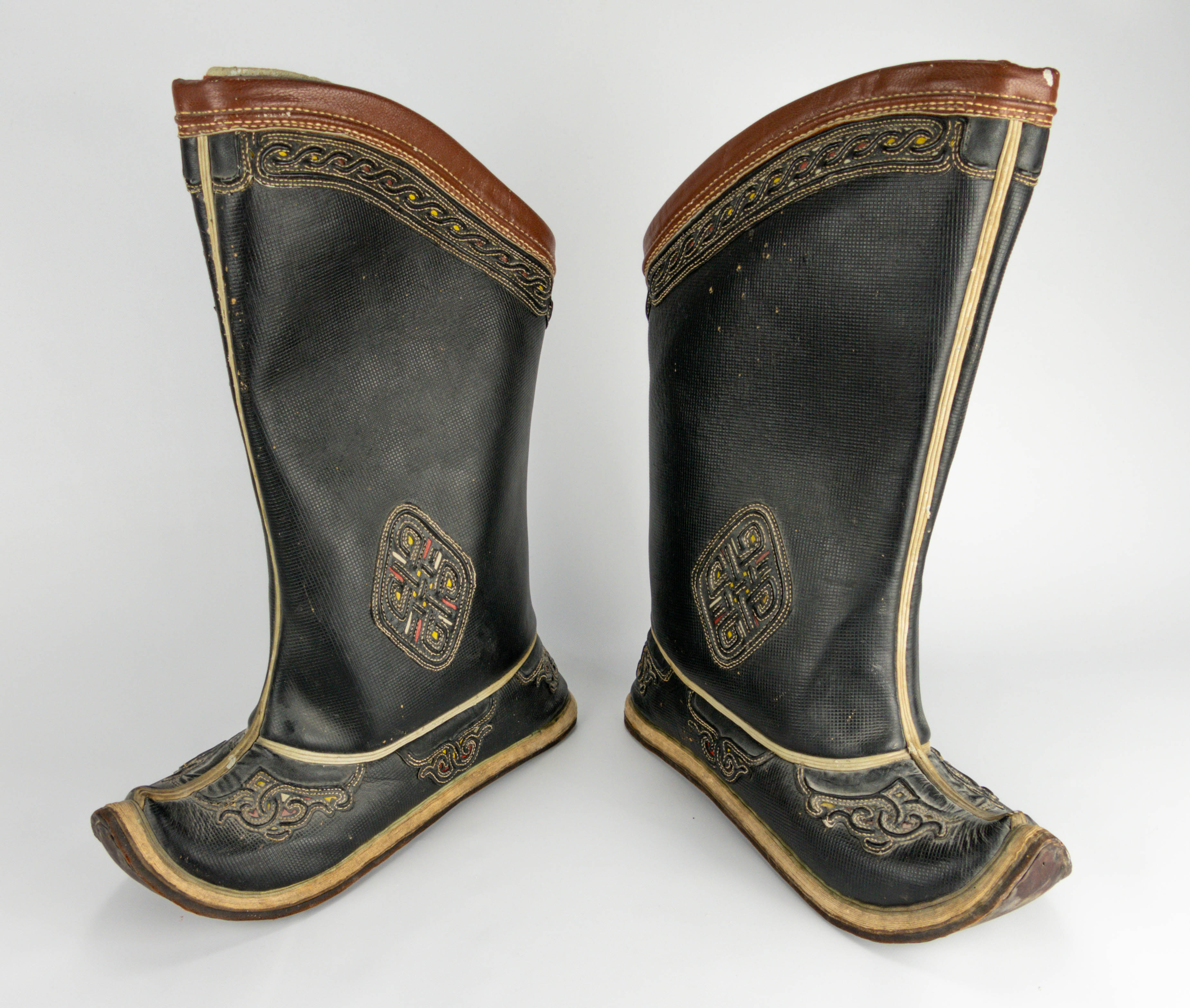 Old Traditional Multi Color Leather Tibetan Boots