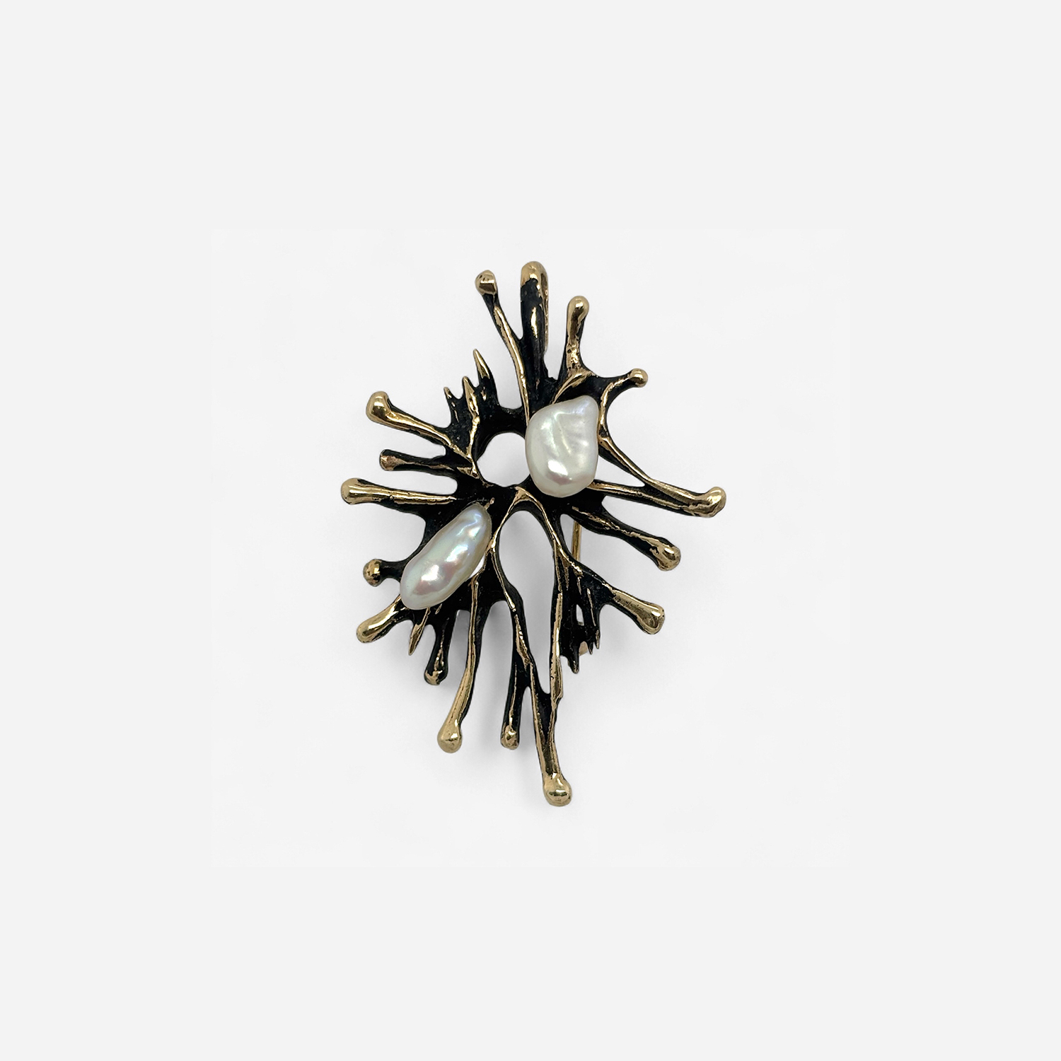 14K Gold & Pearl Brooch