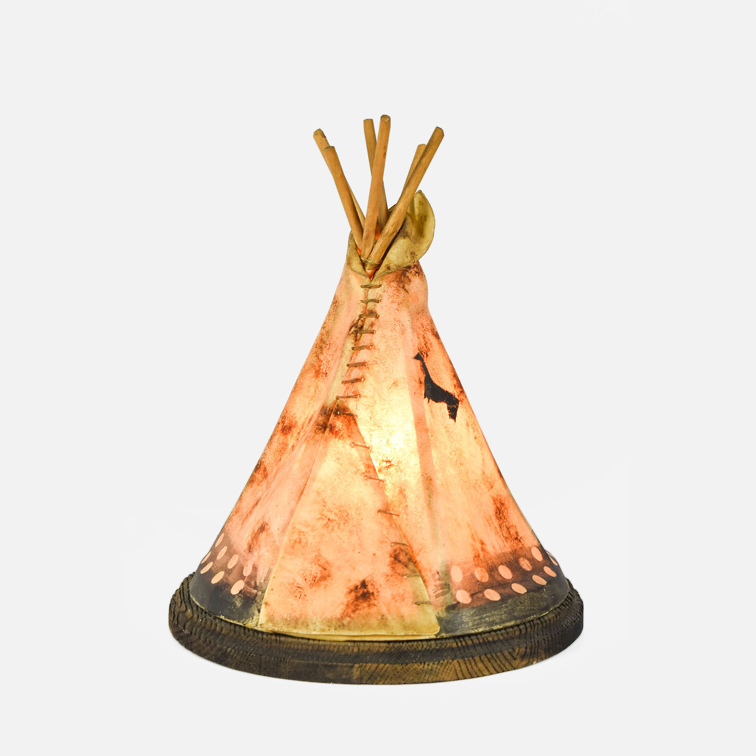 Modern Plains Hide Tipi Table Lamp Painted Horses