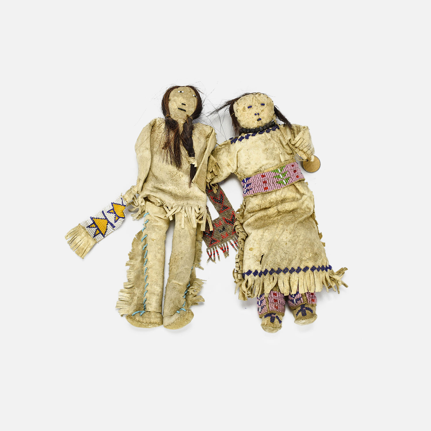 Antique Native American Sioux Beaded Doll Pair