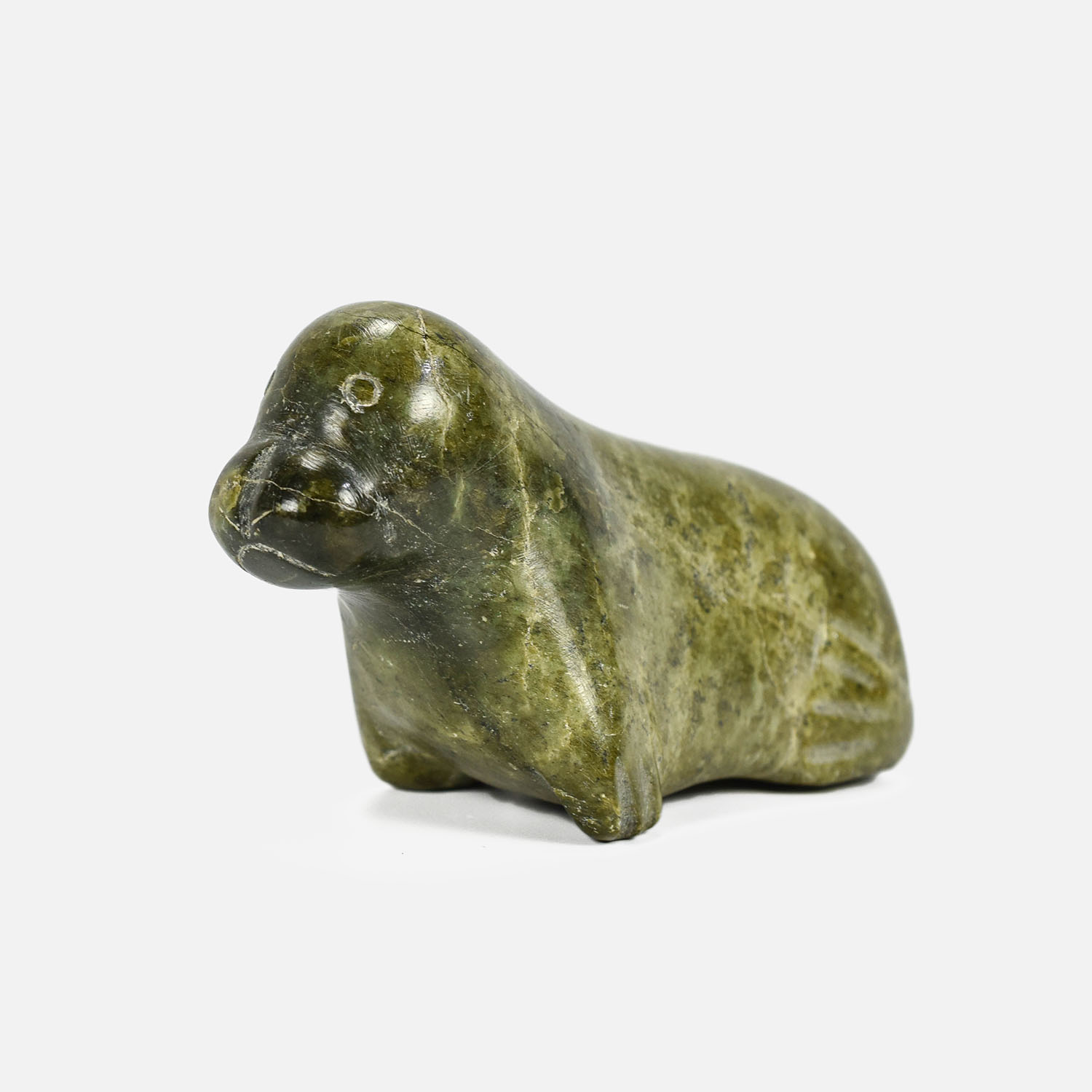 Green Serpentine Inuit Sea Lion Figurine