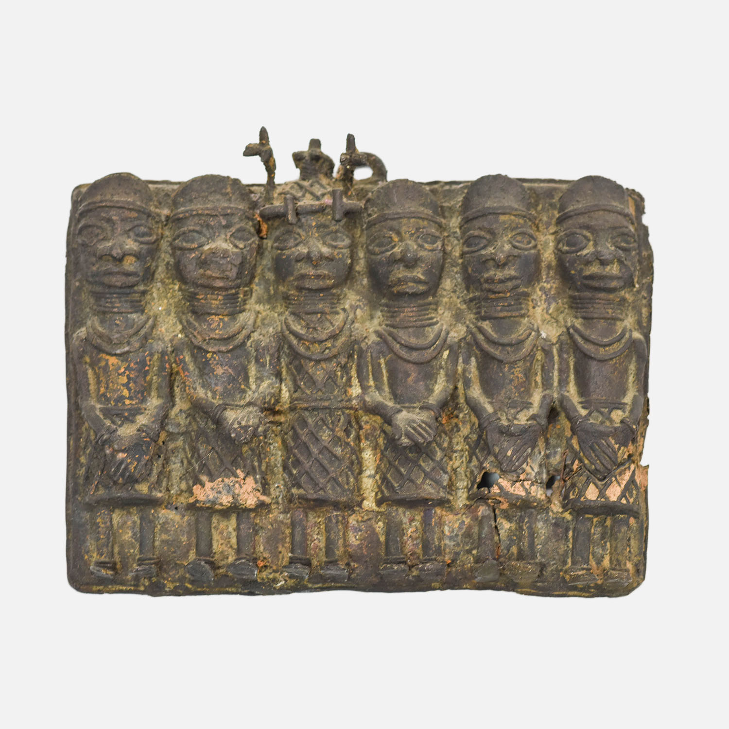 African Sand Cast Bronze Wall Sculpture Benin Style