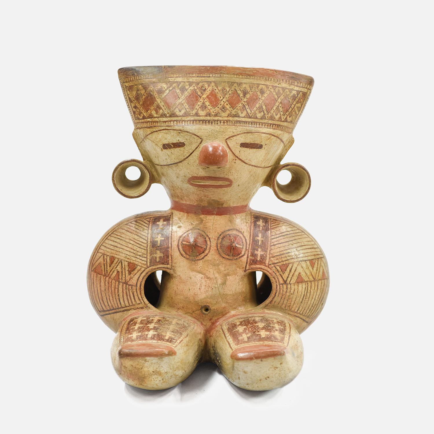 Fine Pre-Columbian Seated Guabal Polychrome Figure
