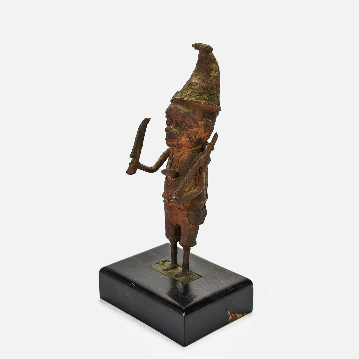 Old Benin Bronze Medicine Warrior African Statue