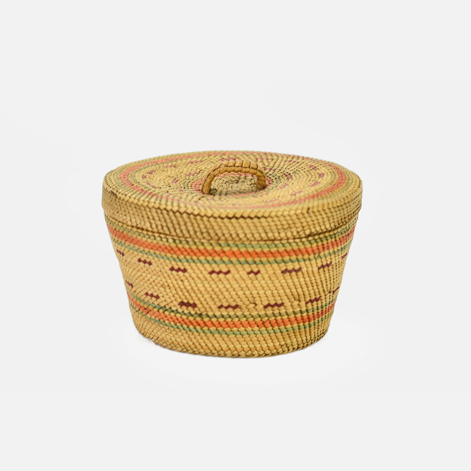 Small Round Makah American Indian Basket w/Lid 3