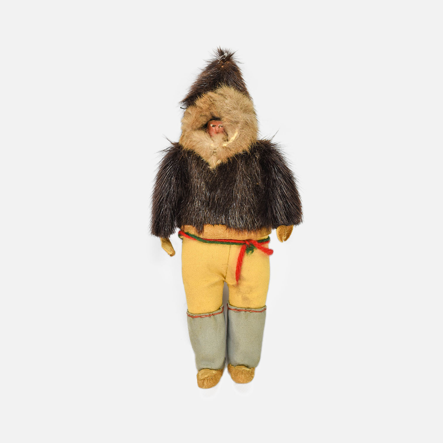 Native American Inuit Fur and Wood Child's Toy Doll