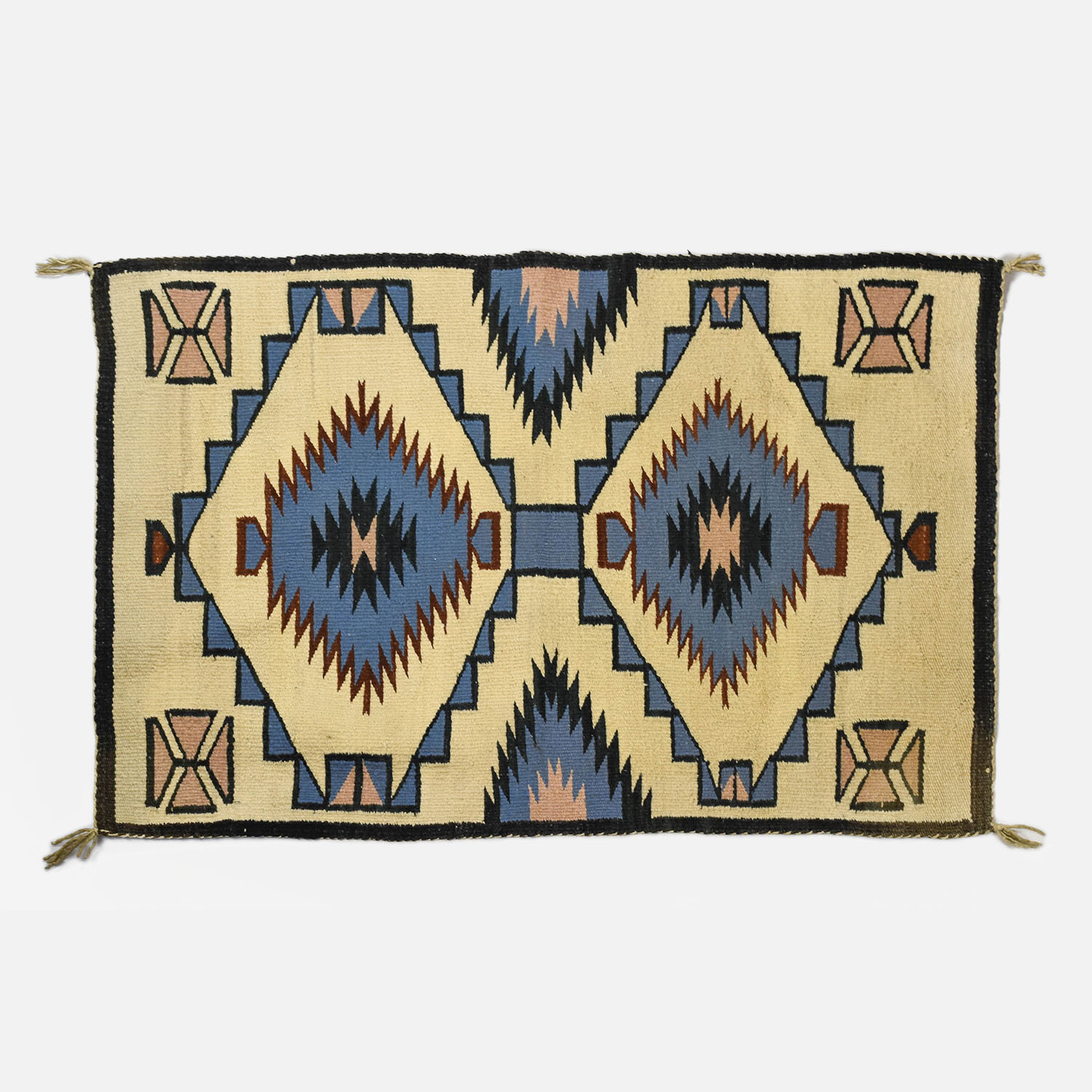 Navajo Native American Blanket Rug Blue/Cream