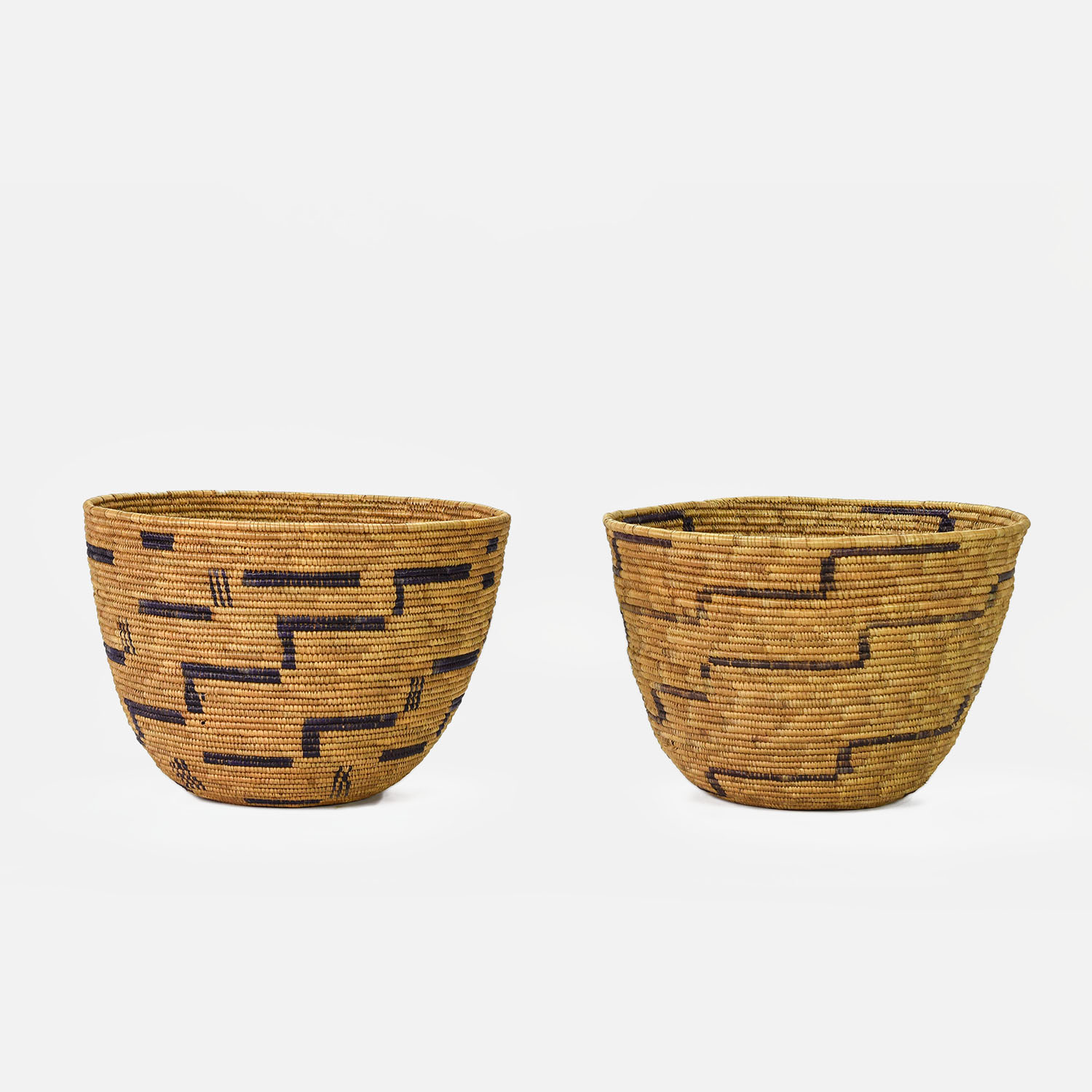 Two Papago Native American Indian Coil Baskets