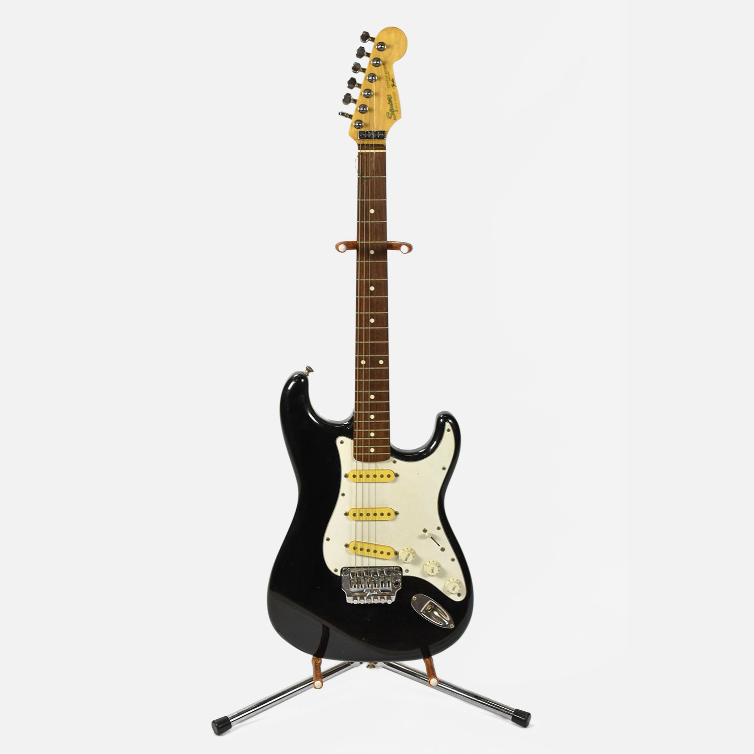 Black Fender Squire Stratocaster Guitar Japan
