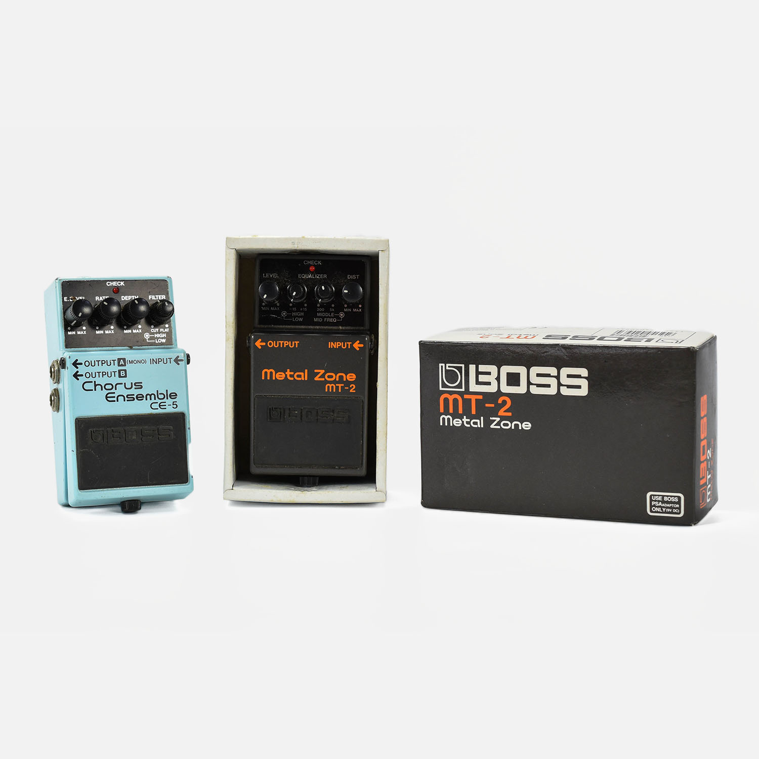 One Boss CE-5 Pedal and One Metal Zone Effects Pedal