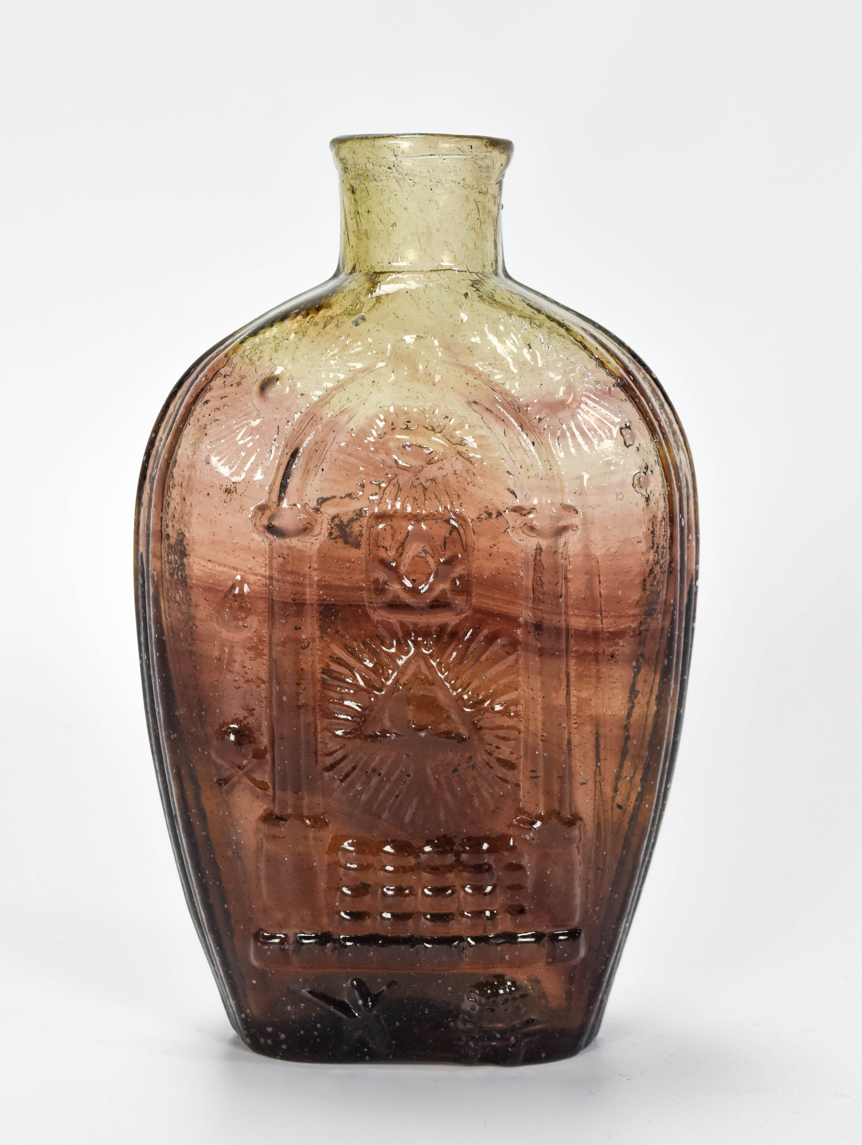 Rare Color JK/B Eagle Masonic Pint Flask Ex-McKearin