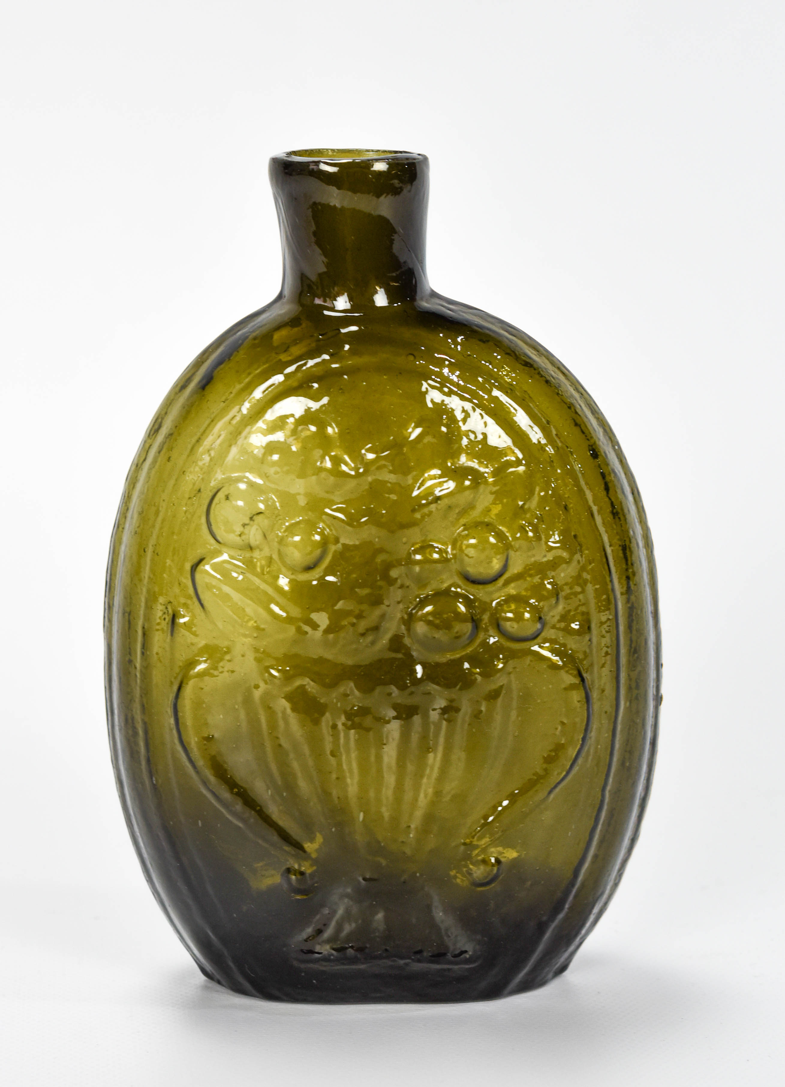 Olive Cornucopia Basket Historical 1/2 Pint Flask