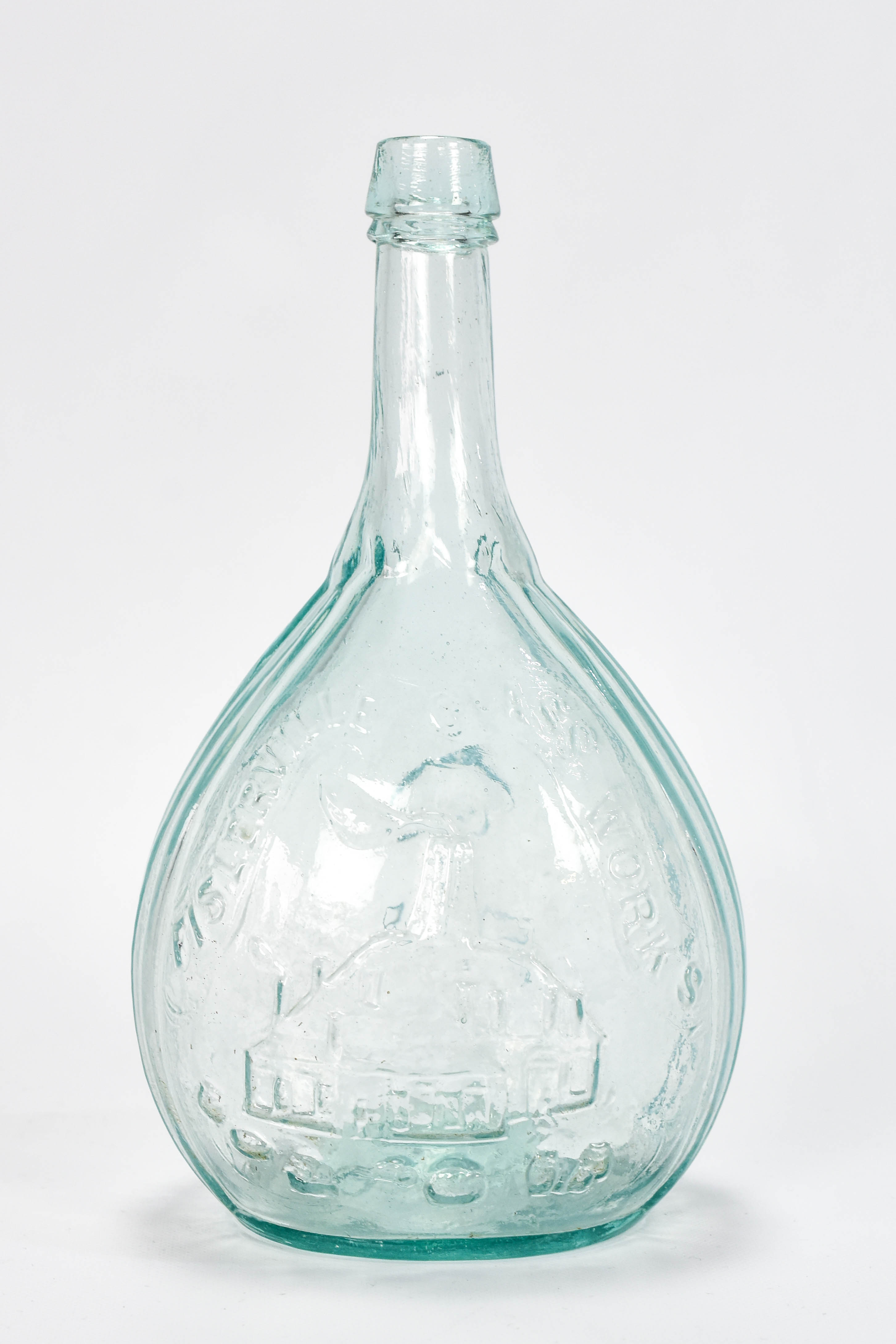 Aqua Jenny Lind Quart Calabash Flask Bottle