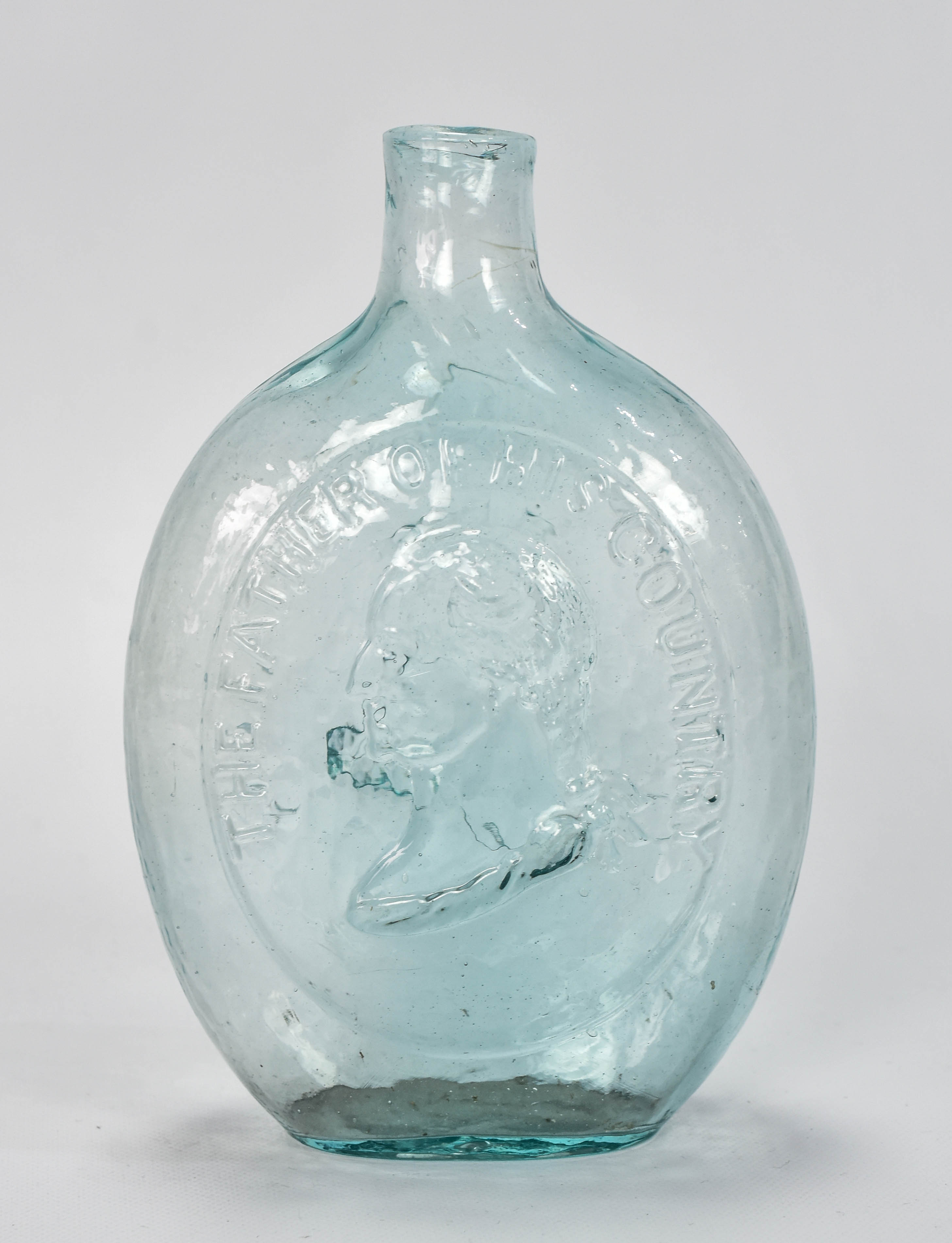 Antique Aqua Washington & Taylor Pint Motto Flask