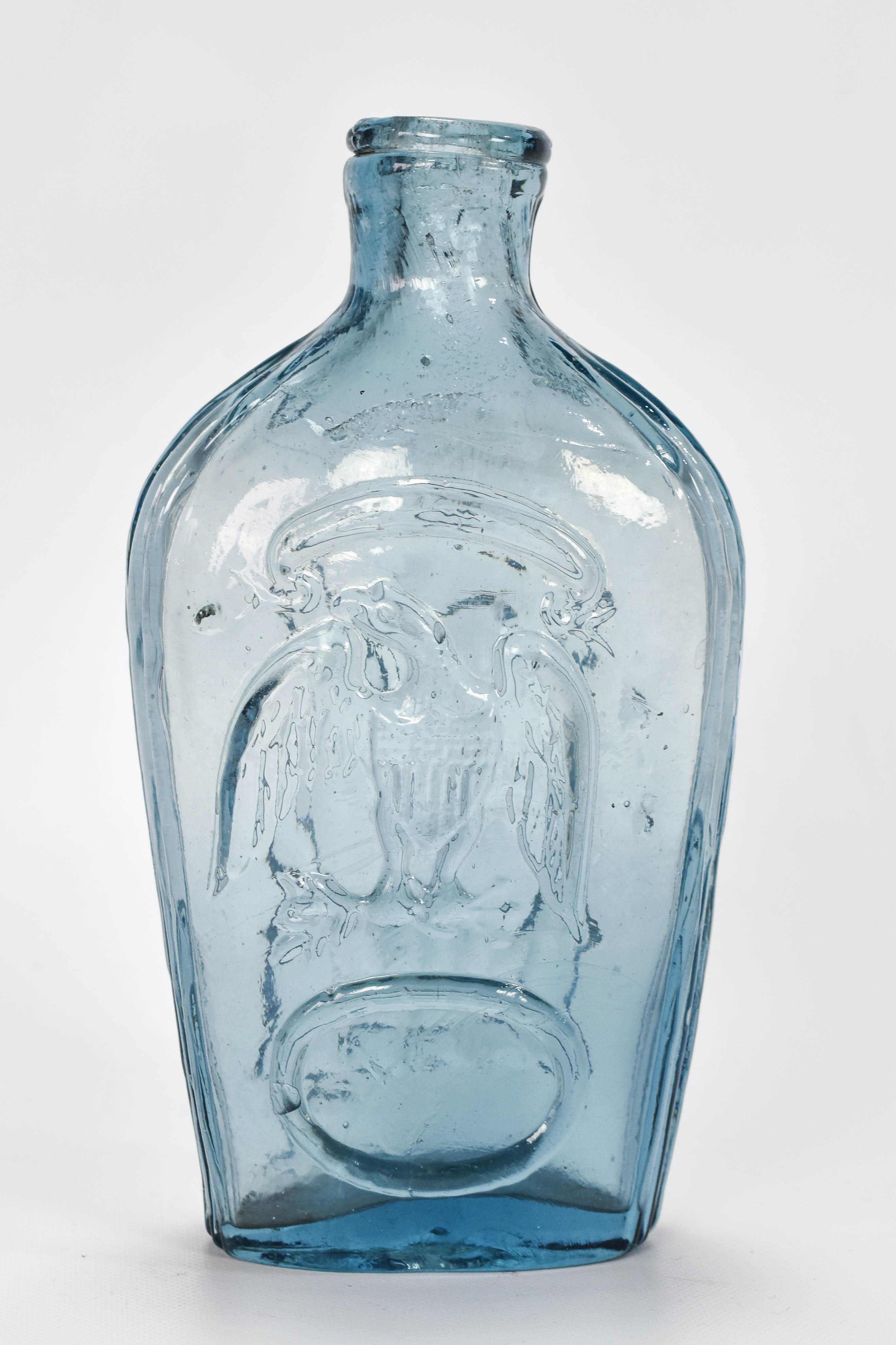 Aqua Eagle Masonic Historical Pint Flask Ex-McKearin