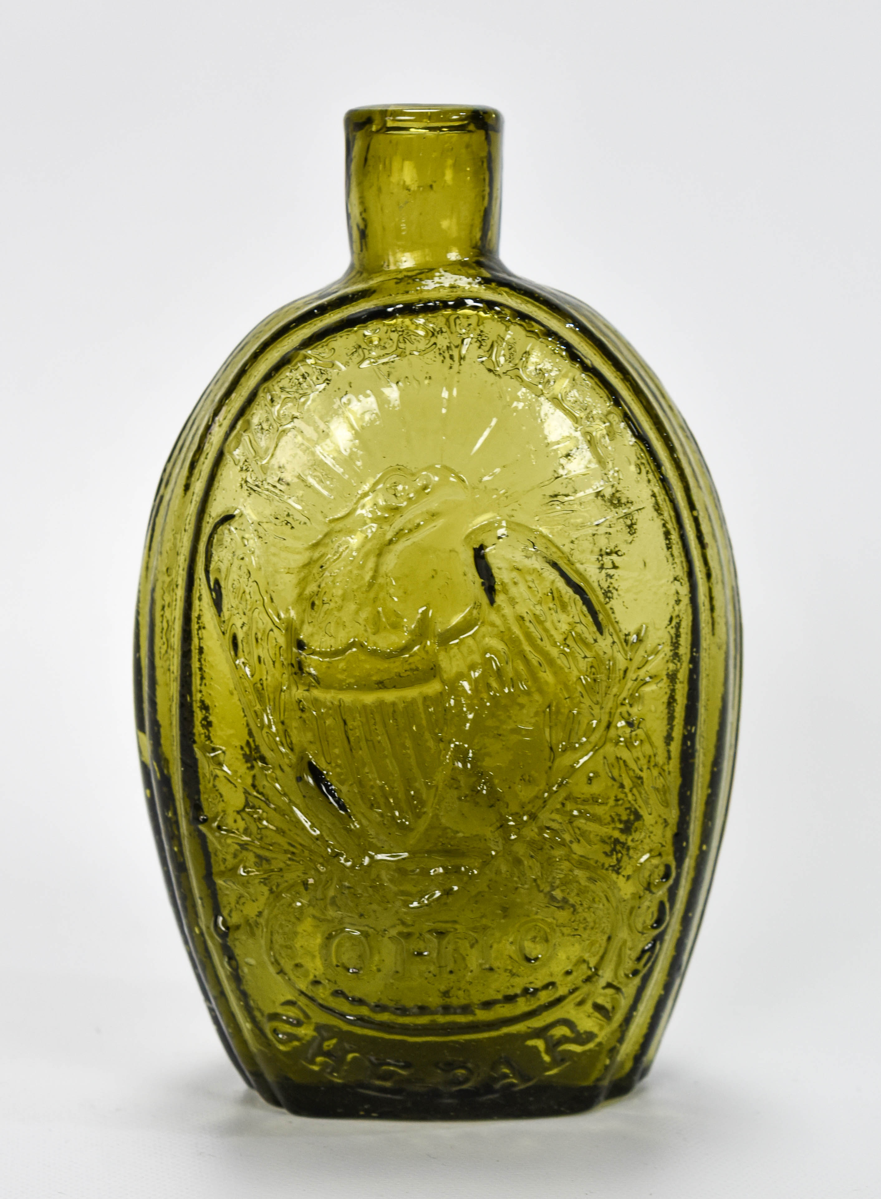 Yellow Zanesville Ohio Eagle Pint Historical Flask