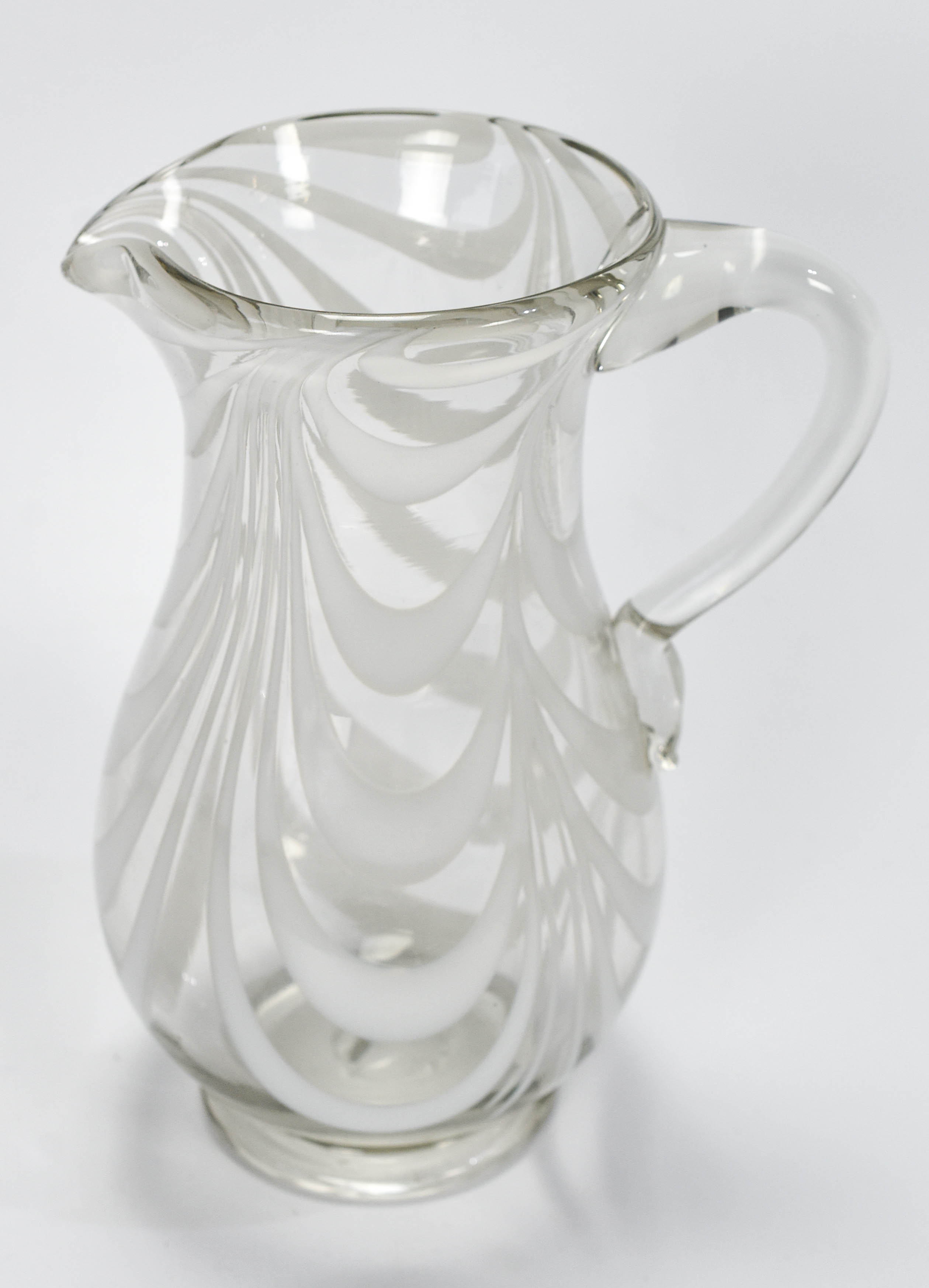 Antique South Jersey Free Blown Pitcher White Loops