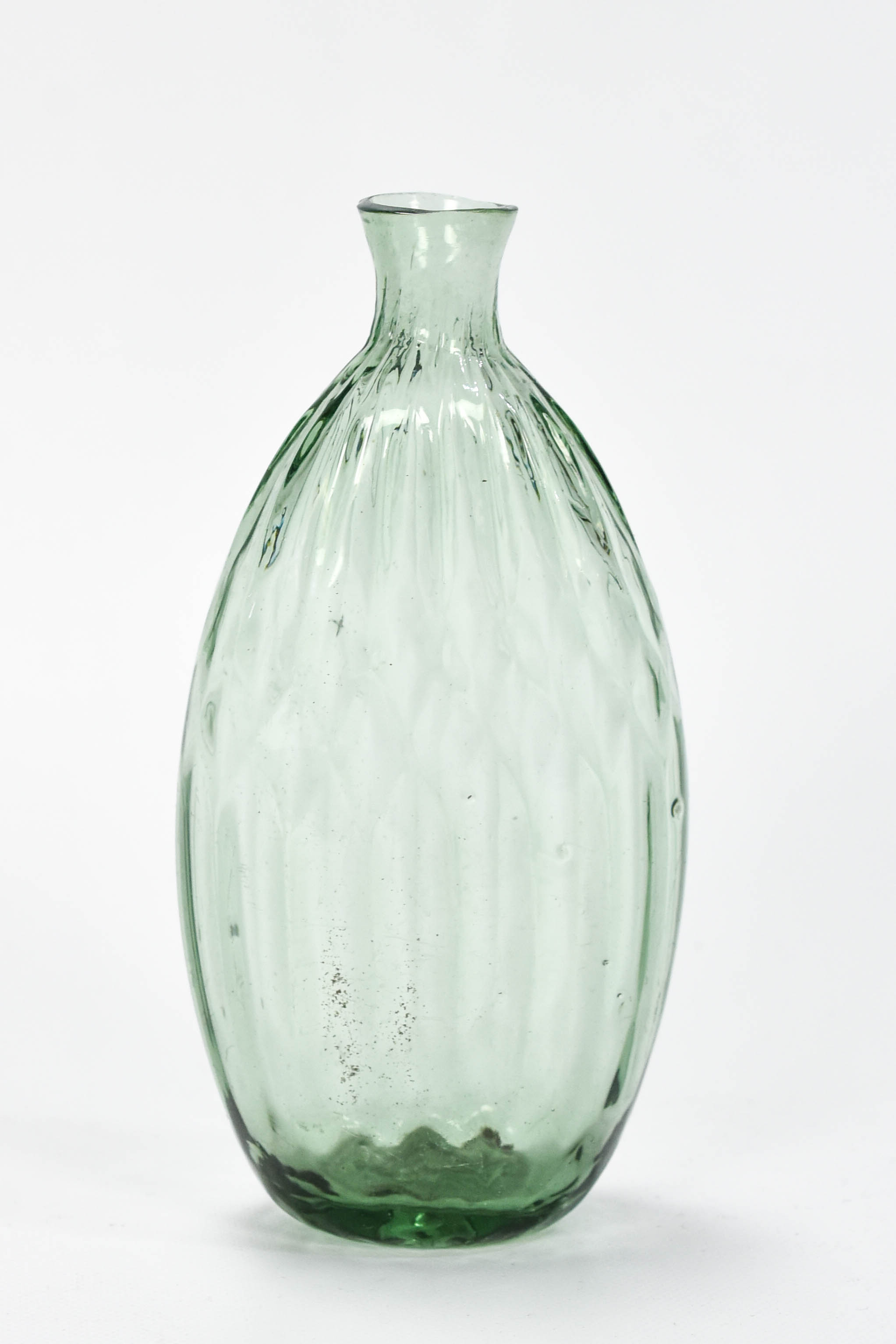 Antique Aqua Semi-Quilted 1/2 Pint Bottle Flask