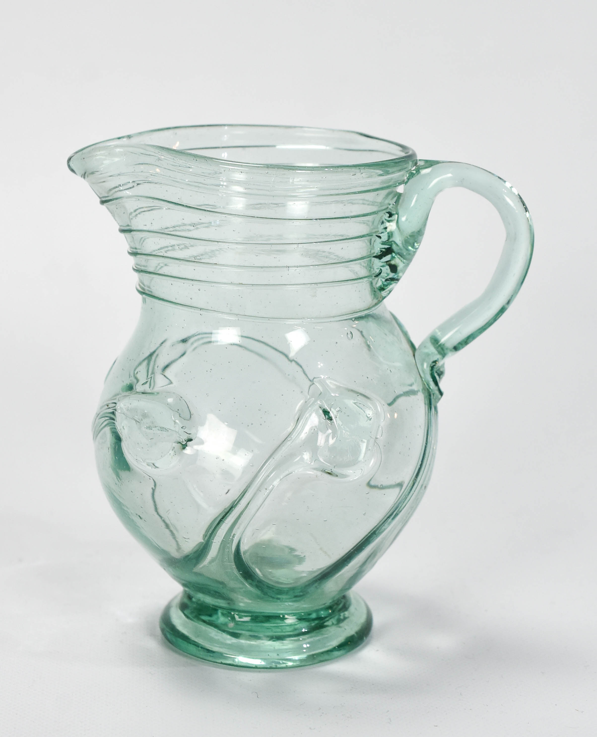 Antique Free Blown Lily Pad Glass Pitcher X-McKearin