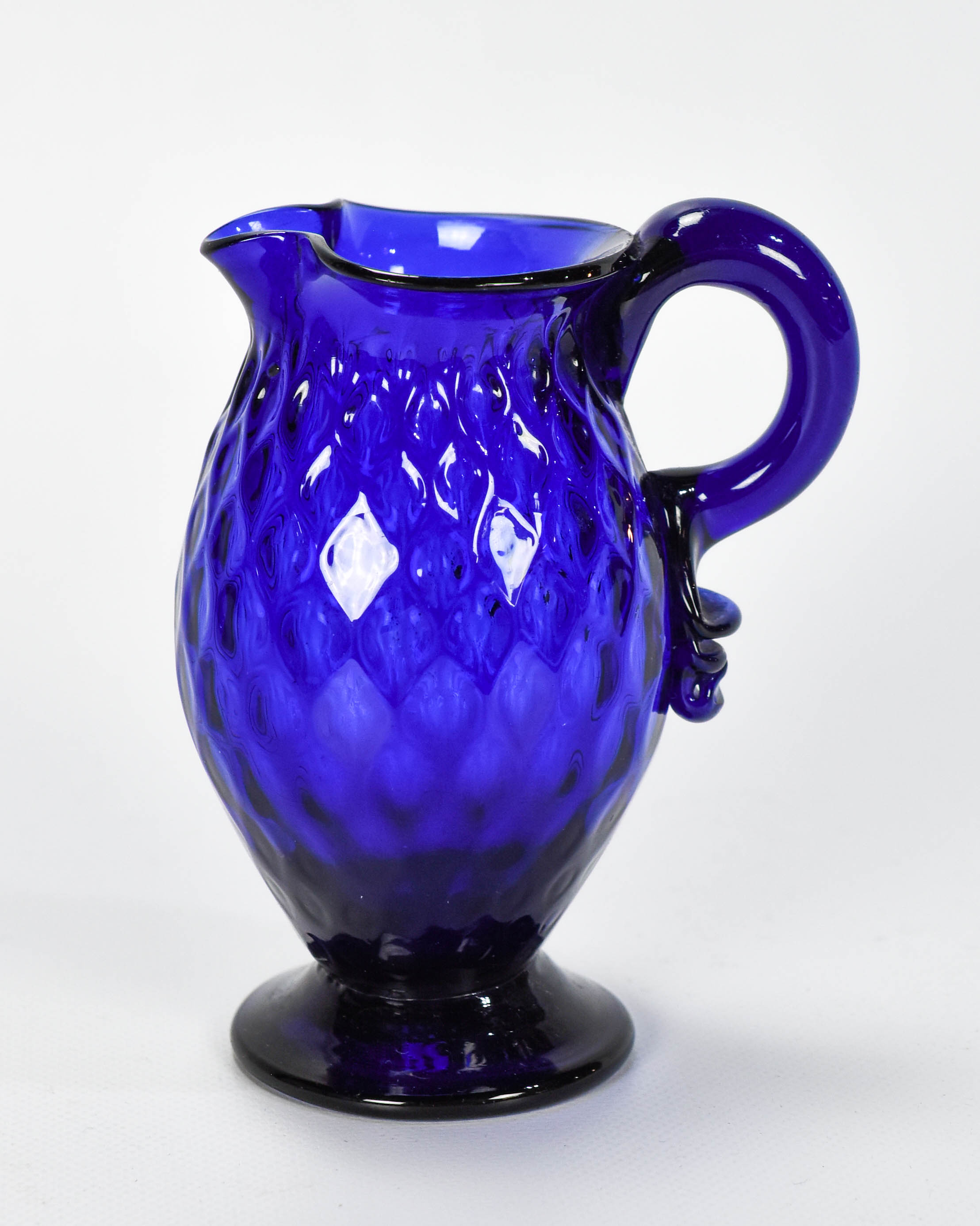 18thC Stiegel Type Sapphire Blue Creamer Pitcher