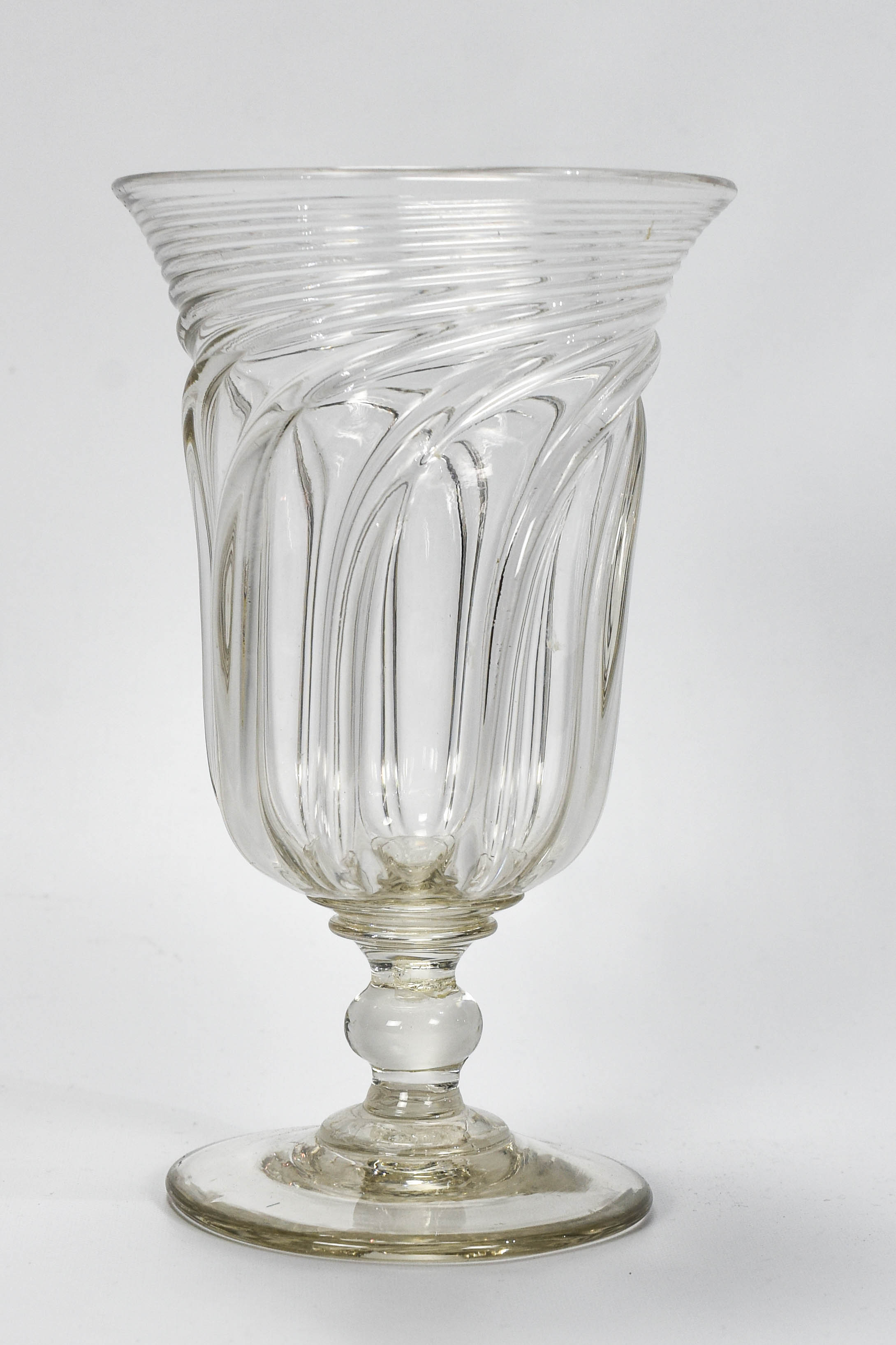 Clear Pittsburgh 8-Rib Blown Flint Glass Celery Vase