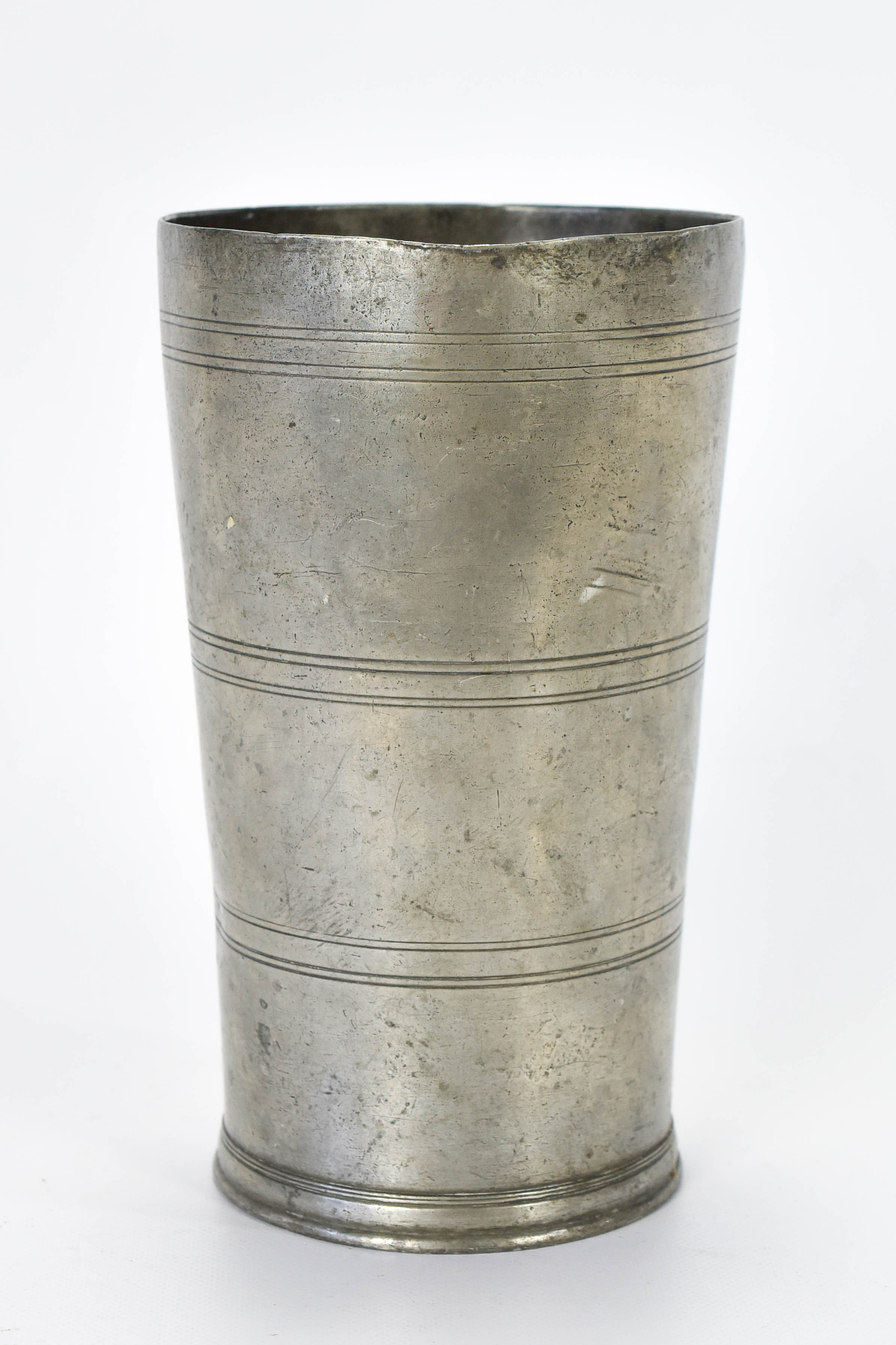 Antique 18thC John Bassett Tall Pewter Beaker