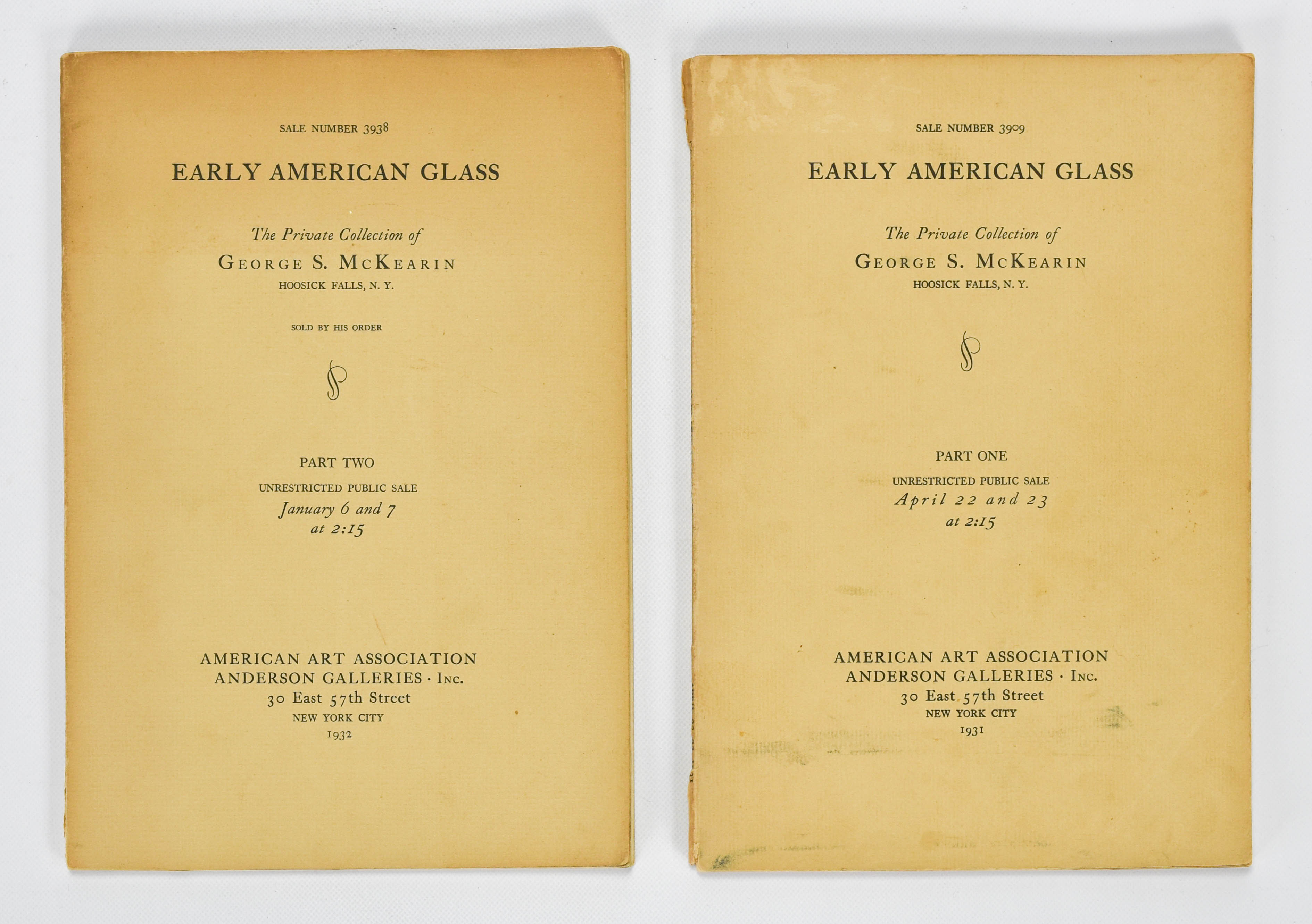 Two Original McKearin Glass Auction Catalogs