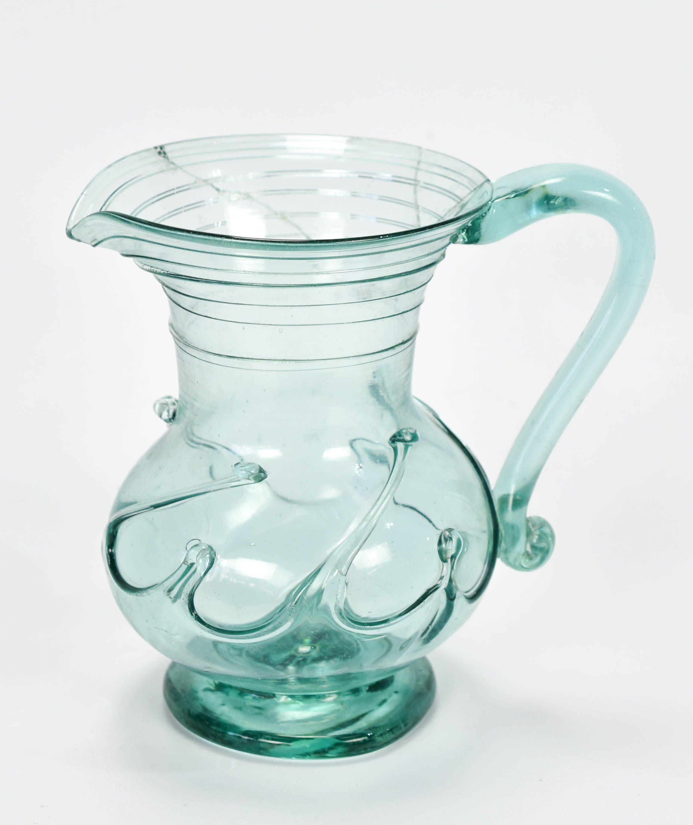 RARE Jersey Aquamarine Free Blown Lily Pad Pitcher