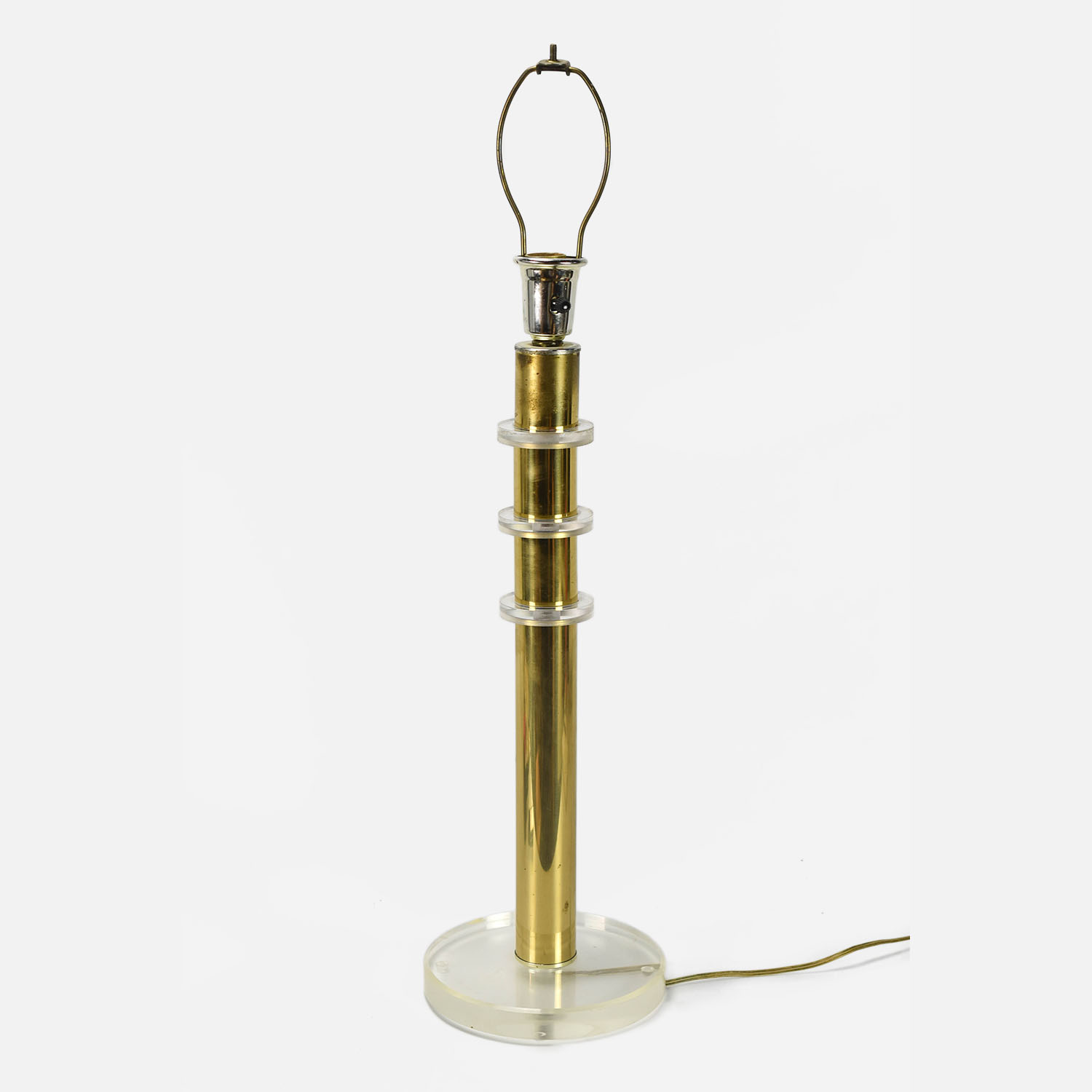 MCM Machine Age Style Brass Tube Lucite Disc Table Lamp
