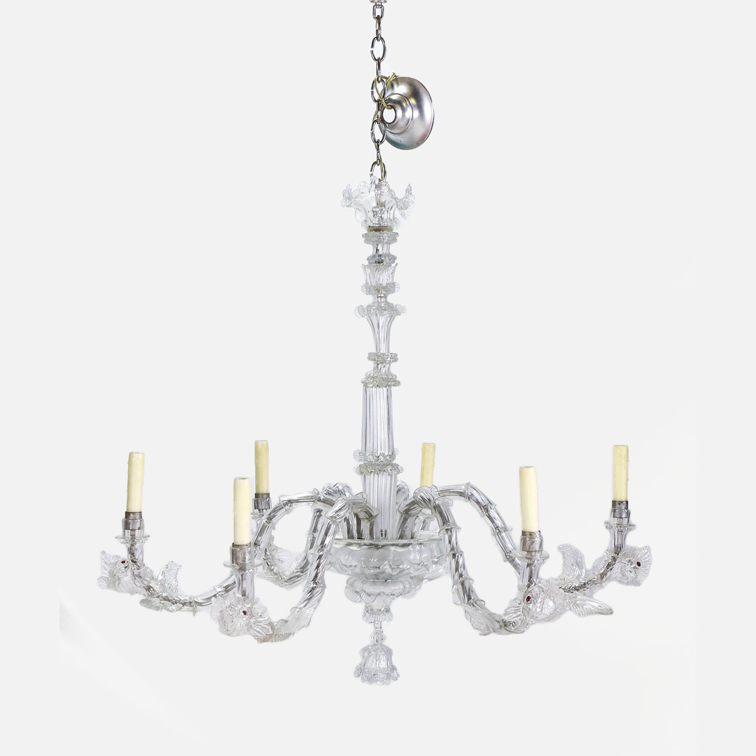 Fine 1960s Italian Venetian Art Glass Eight Arm Chandelier