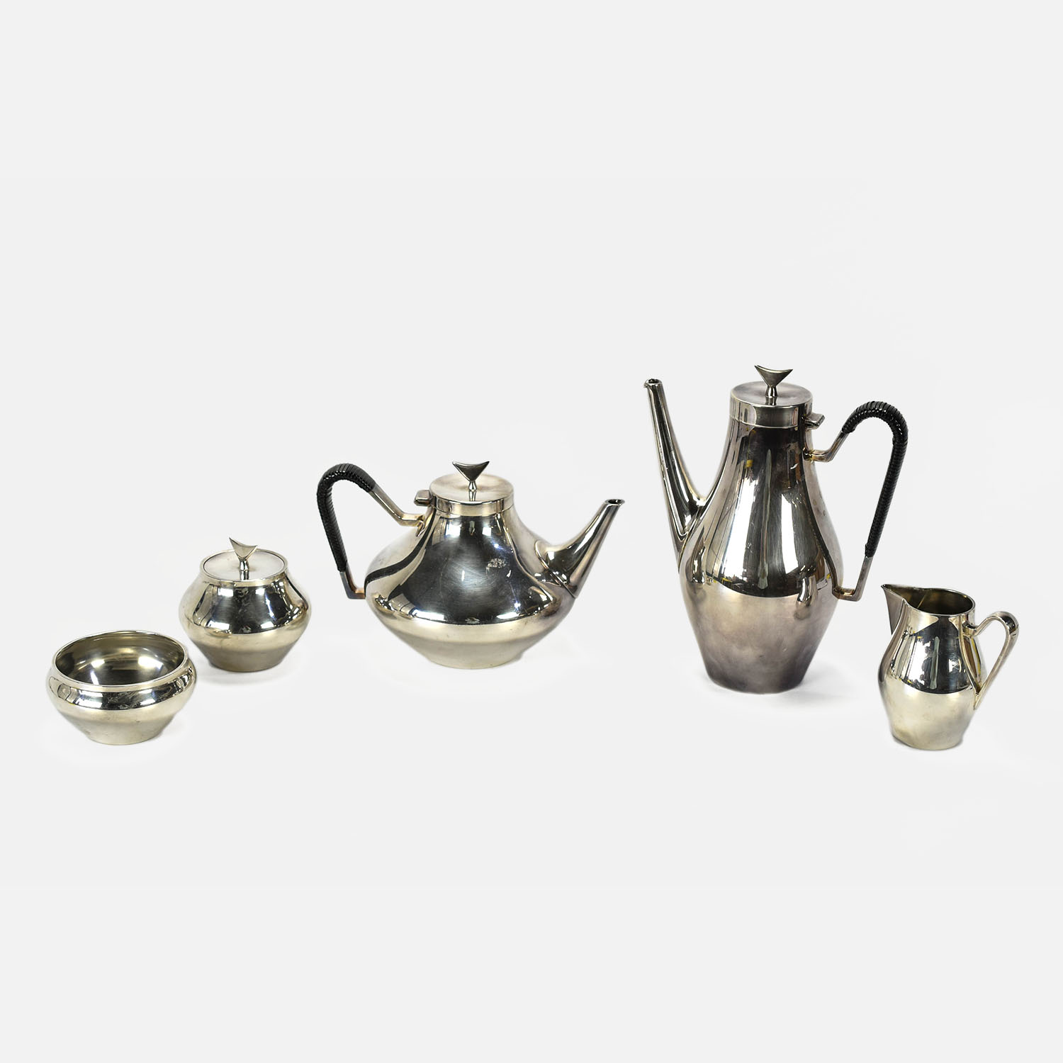 Reed Barton John Prip Danish MCM Modernist Silverplate Teapot Set