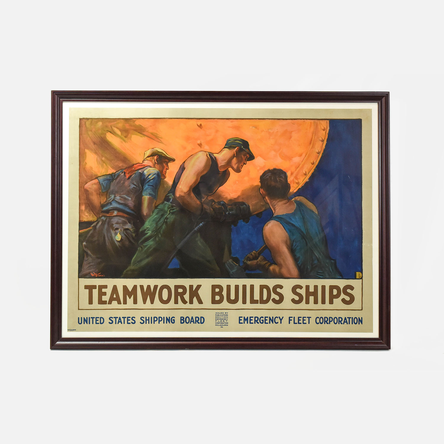 Original WWI Framed US Navy Poster 