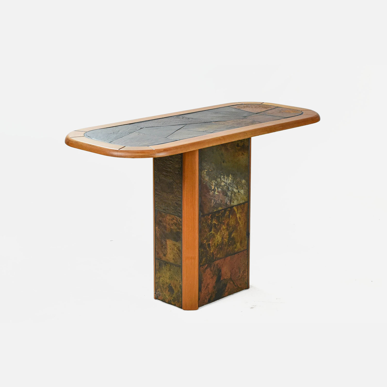 Paul Kingma South African Brutralist Slate Pedestal Console Table
