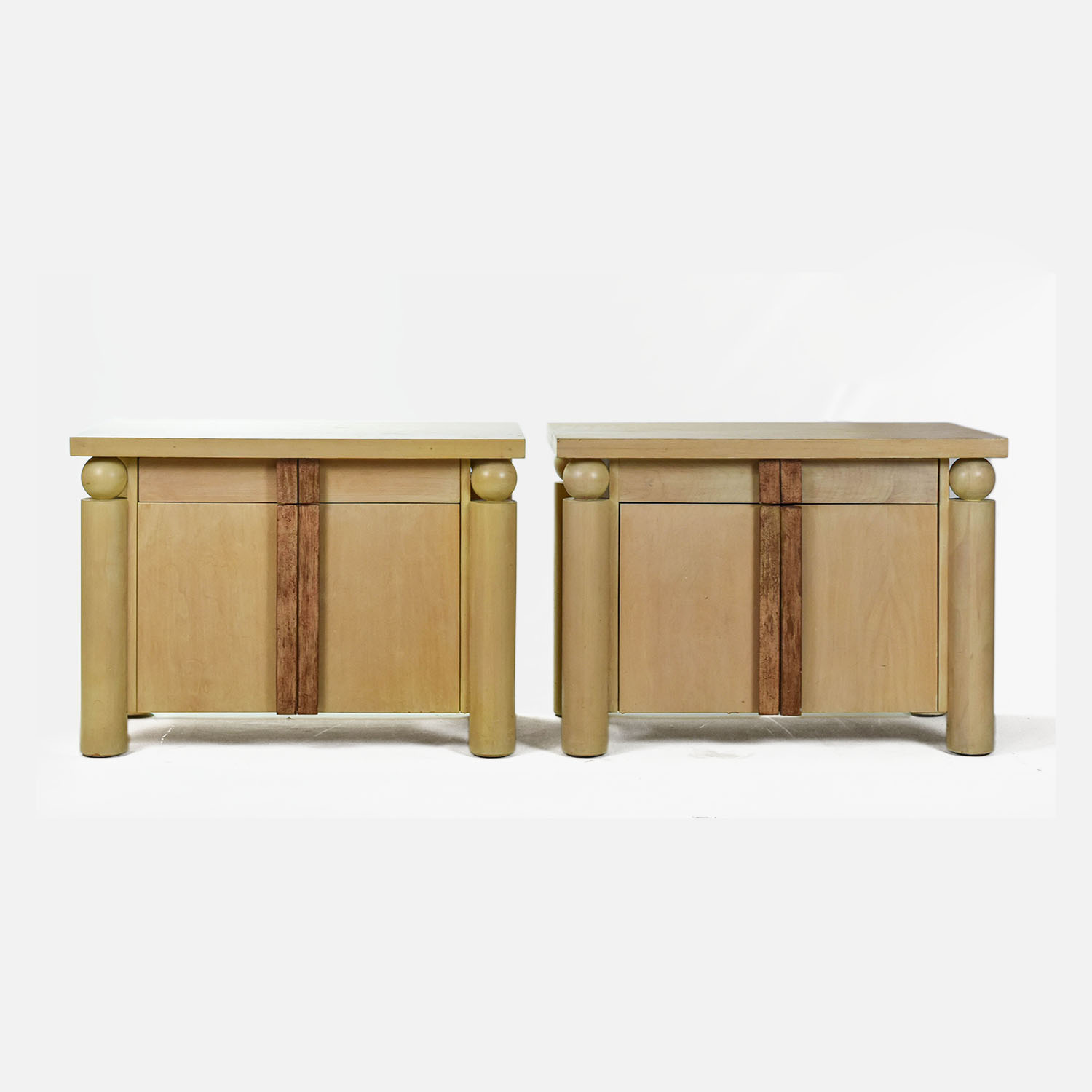 Two Modernist 1970s Column Side Nightsands