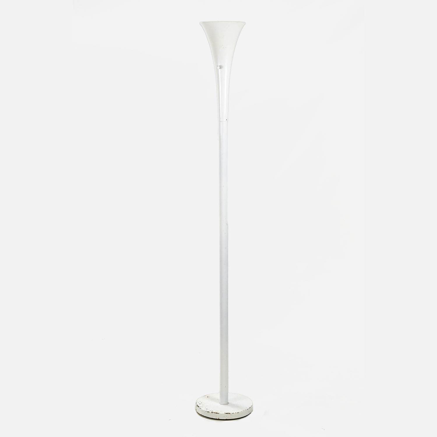 1980s Modern White Torchere Floor Lamp