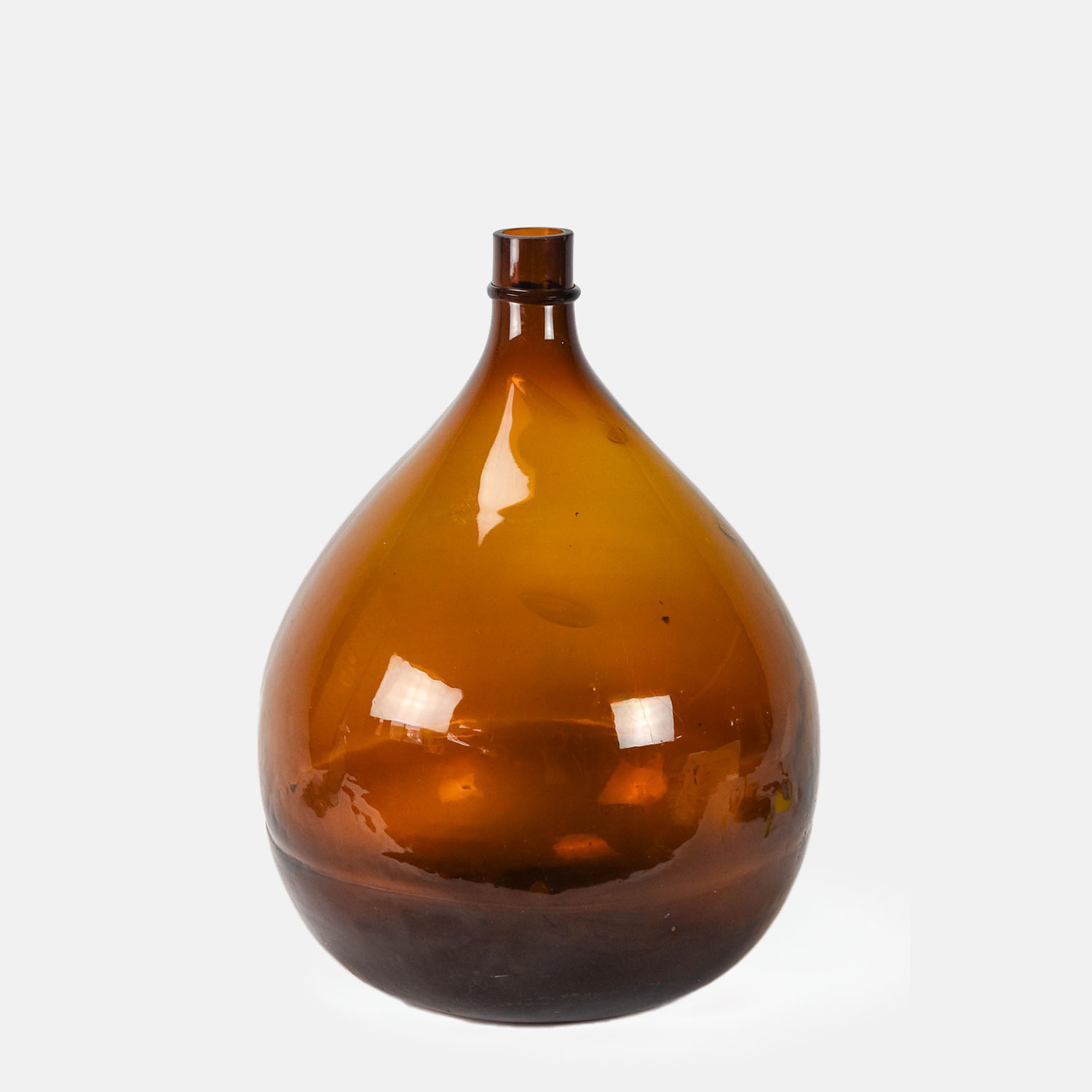 Very Large Antique mid-19thC Amber Glass Keg Bottle