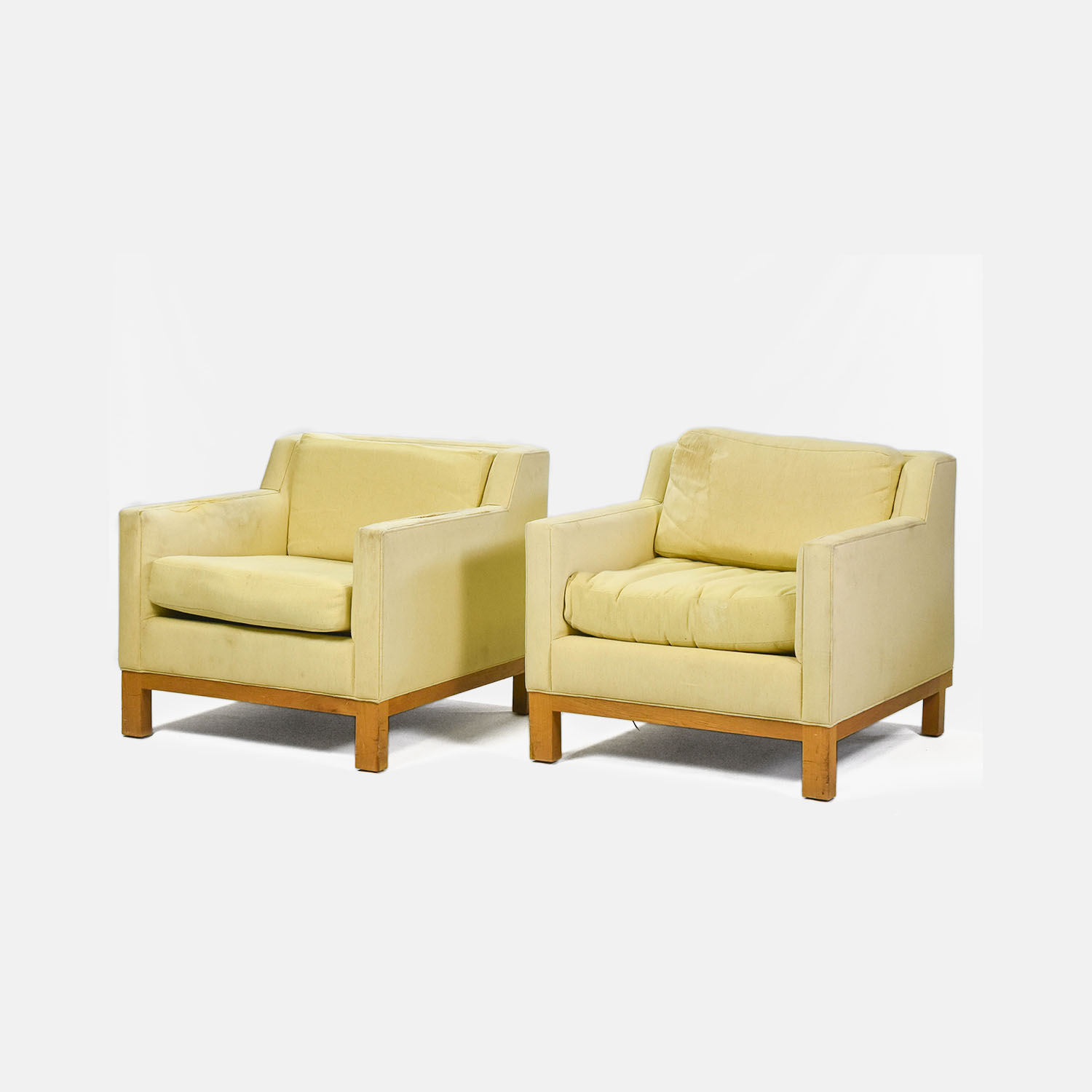 Two Matched Modernist Club Chairs Ocean Liner MCM Dunbar Style