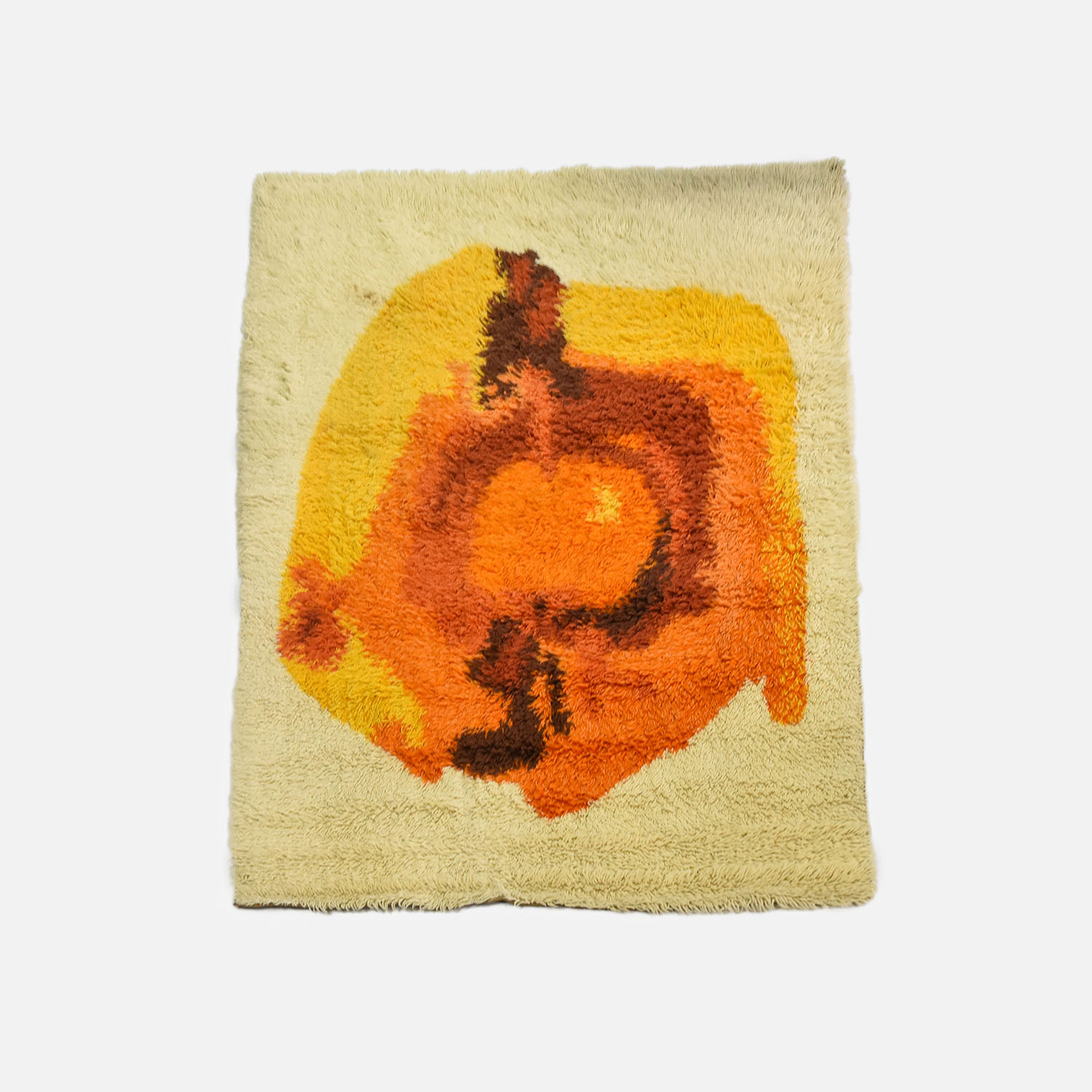 Abstract Rya MCM Light Ground Shag Area Carpet Rug