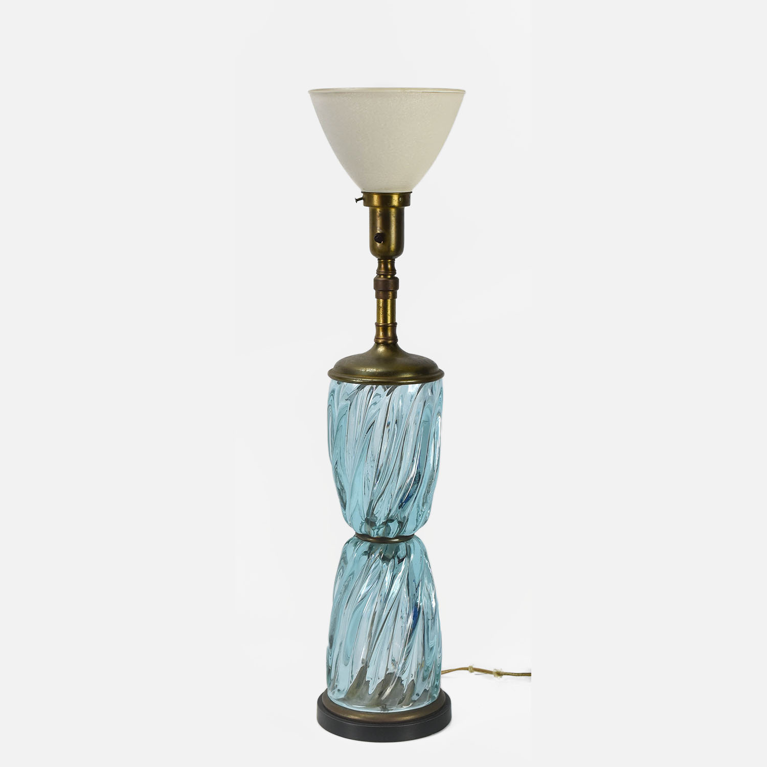 1960s MCM Italian Blue Swirl Art Glass Table Lamp Barovier Toso