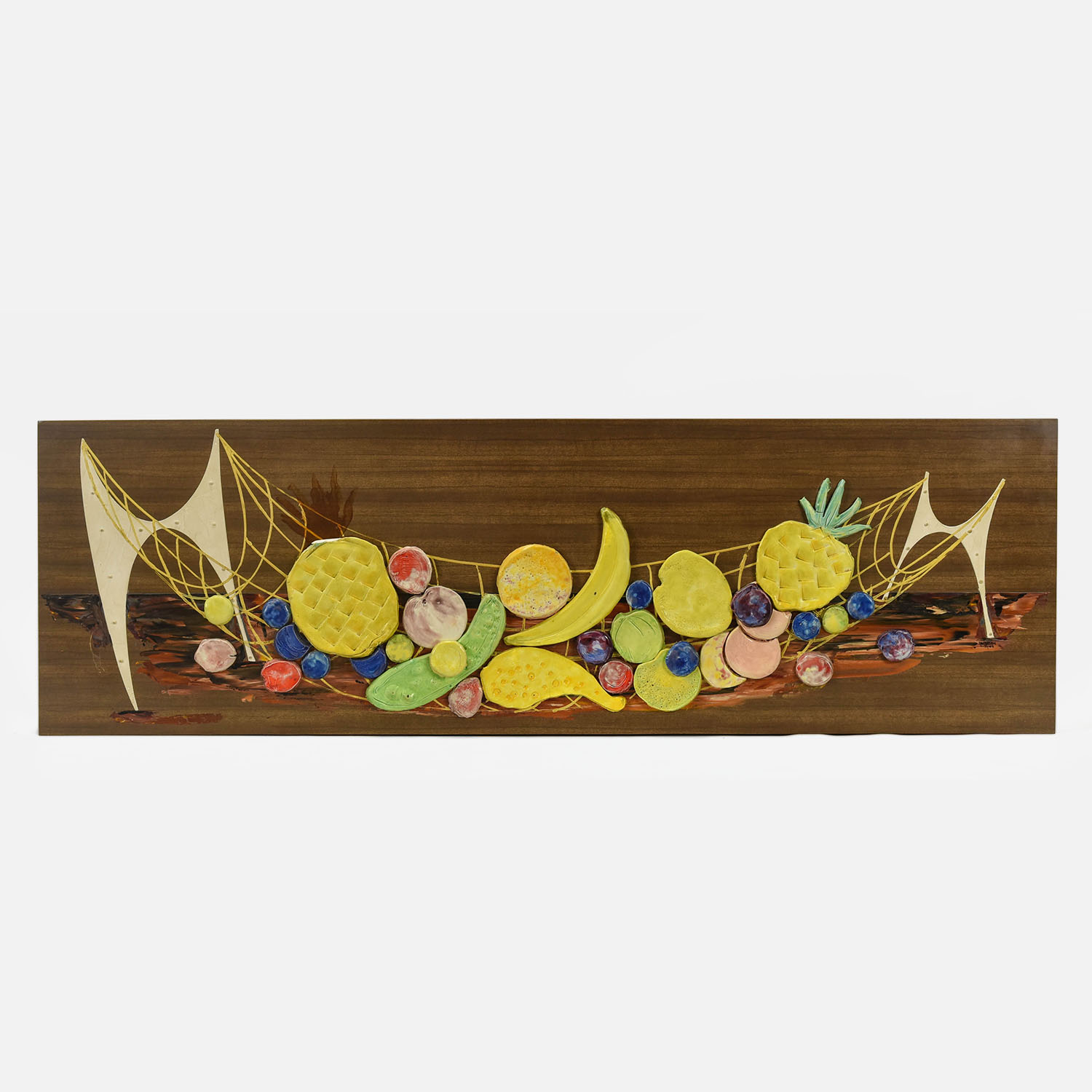 1959 Ceramic Fruit Art Wall Hanging Artist Signed and Dated