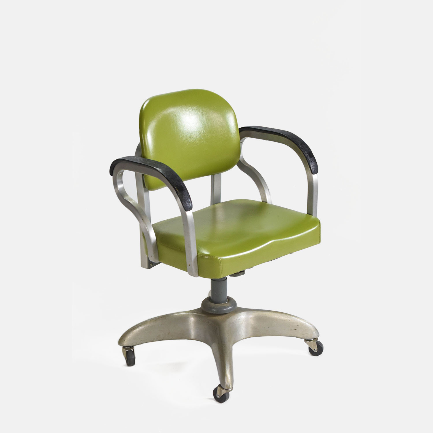 Vintage 1940s Goodform Gov't Aluminum Office Swivel Desk Chair