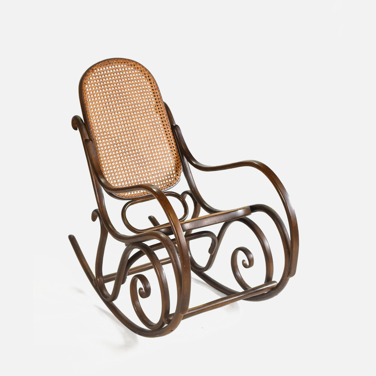 Gebruder Thonet Vienna Bent Wood Rattan Rocking Chair