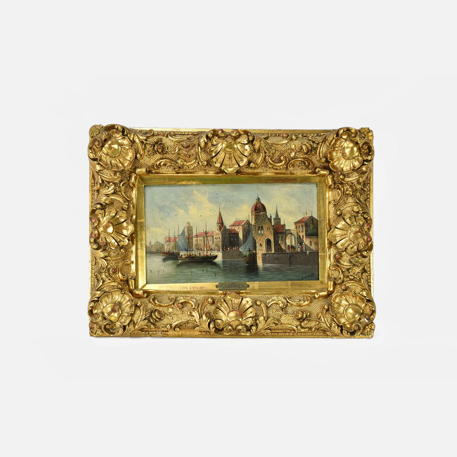 Carnier, H. (1843-1905) Venice Seascape Oil Painting on Board 