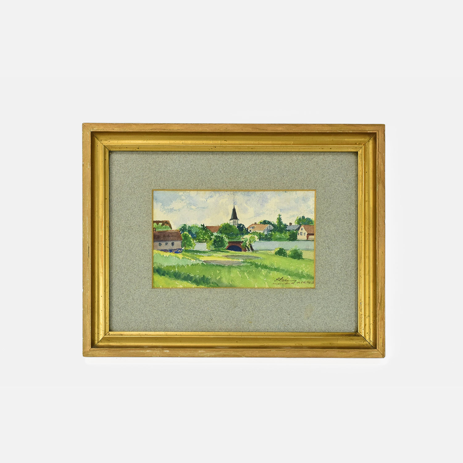 1933 Polish Landscape Watercolor Painting
