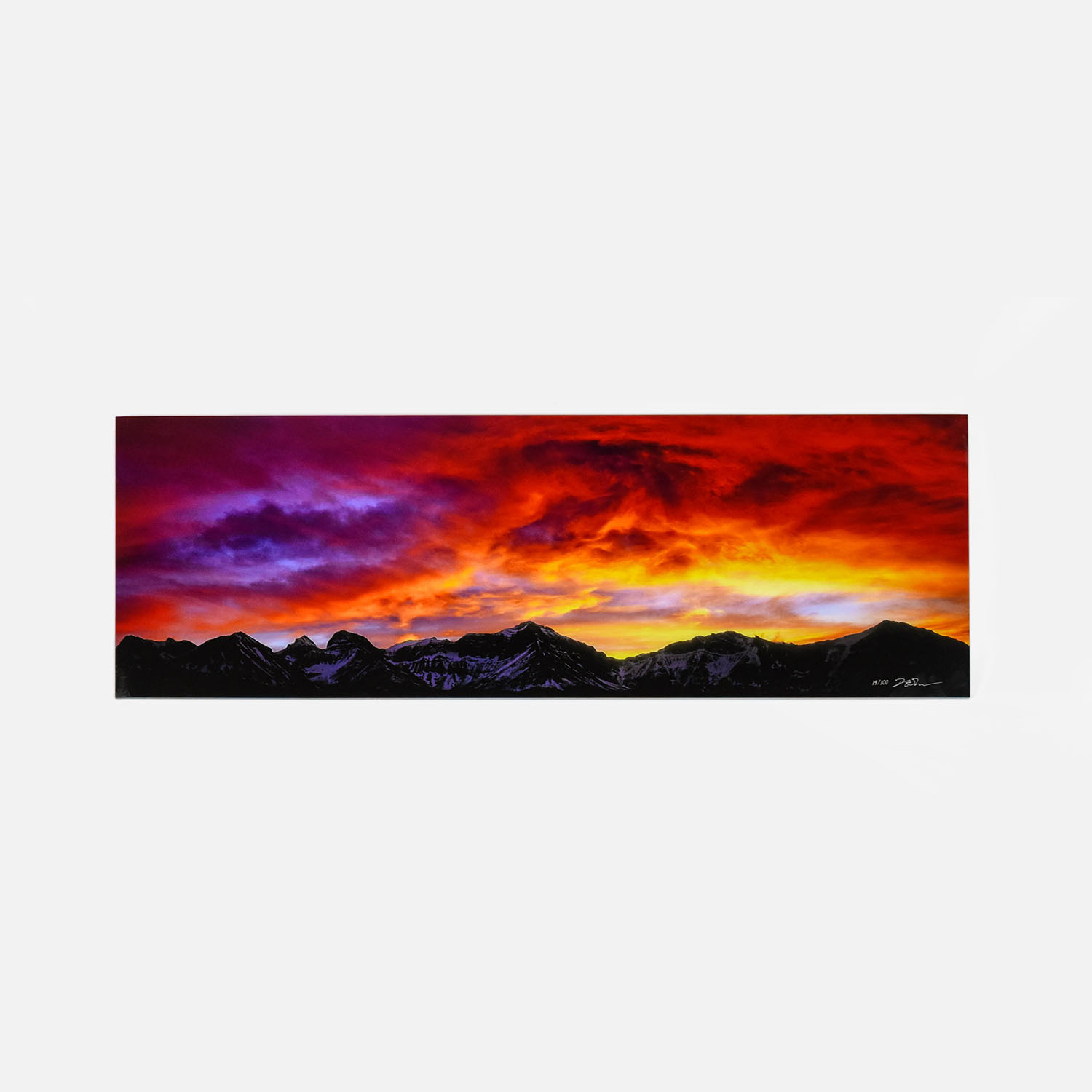 Landscape Photograph on Acrylic Mountain Range Sunset