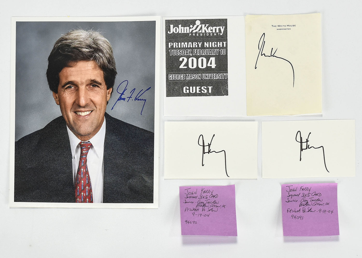 John Kerry Autograph Lot