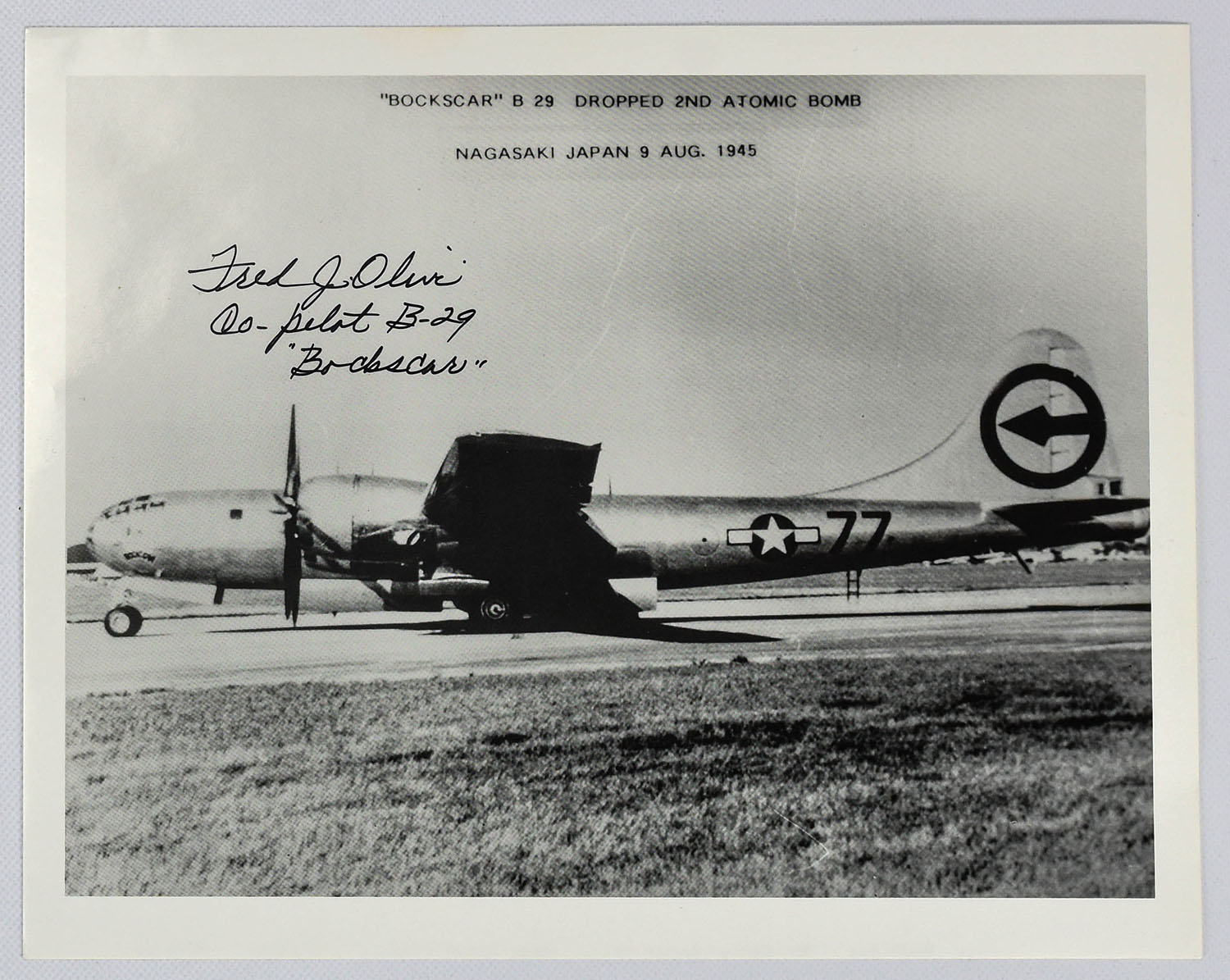 Lt. Colonel Fred Olivi Signed Bockscar Photograph