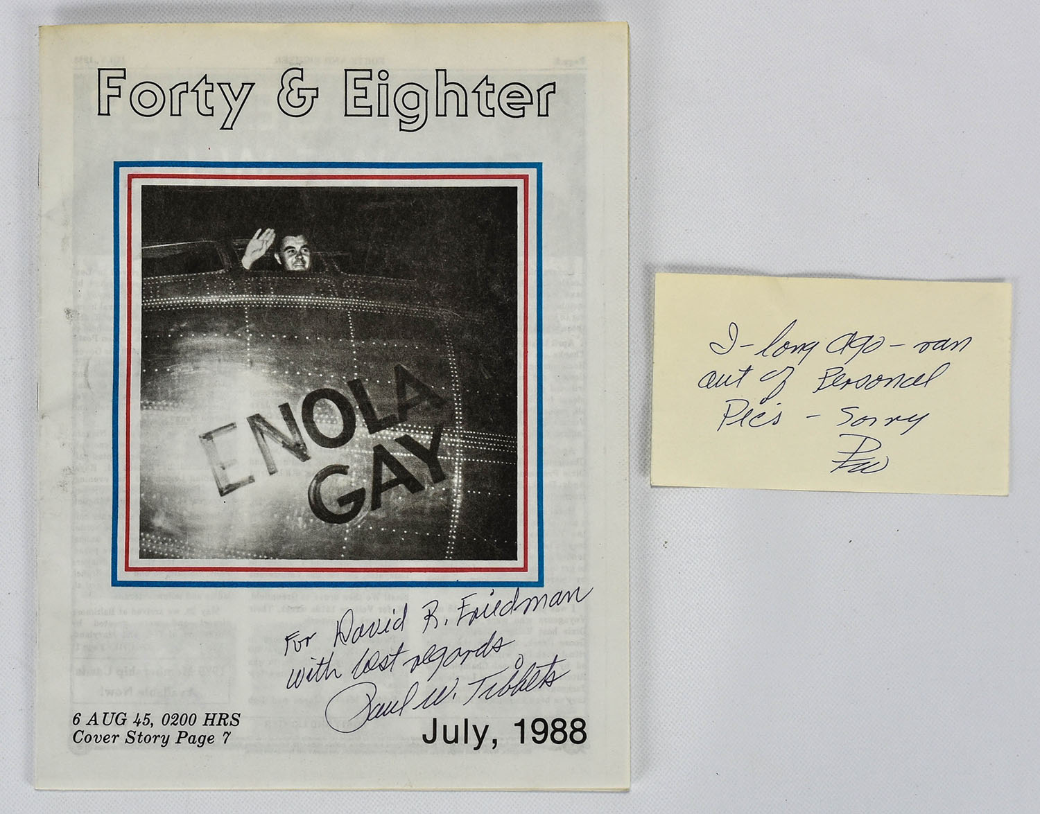 Paul Tibbets Enola Gay Signed 1998 Magazine