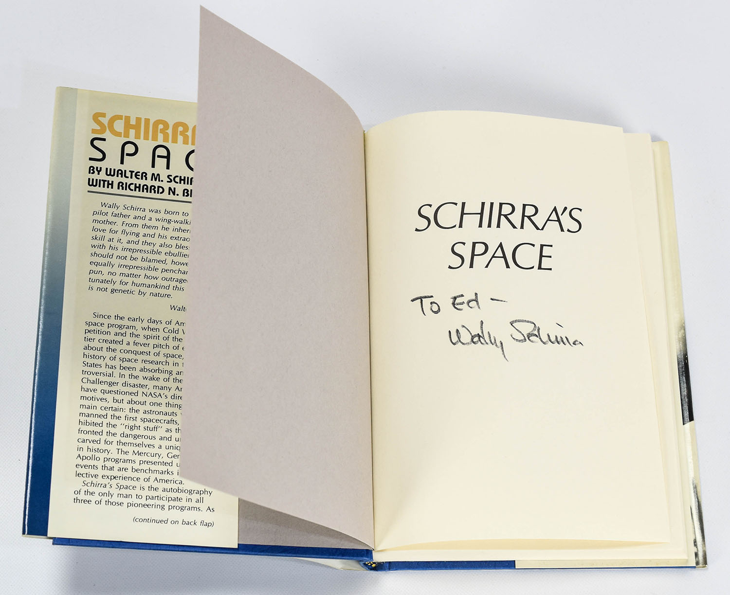 Astronaut Wally Schirra's Space Signed 1st Ed Book